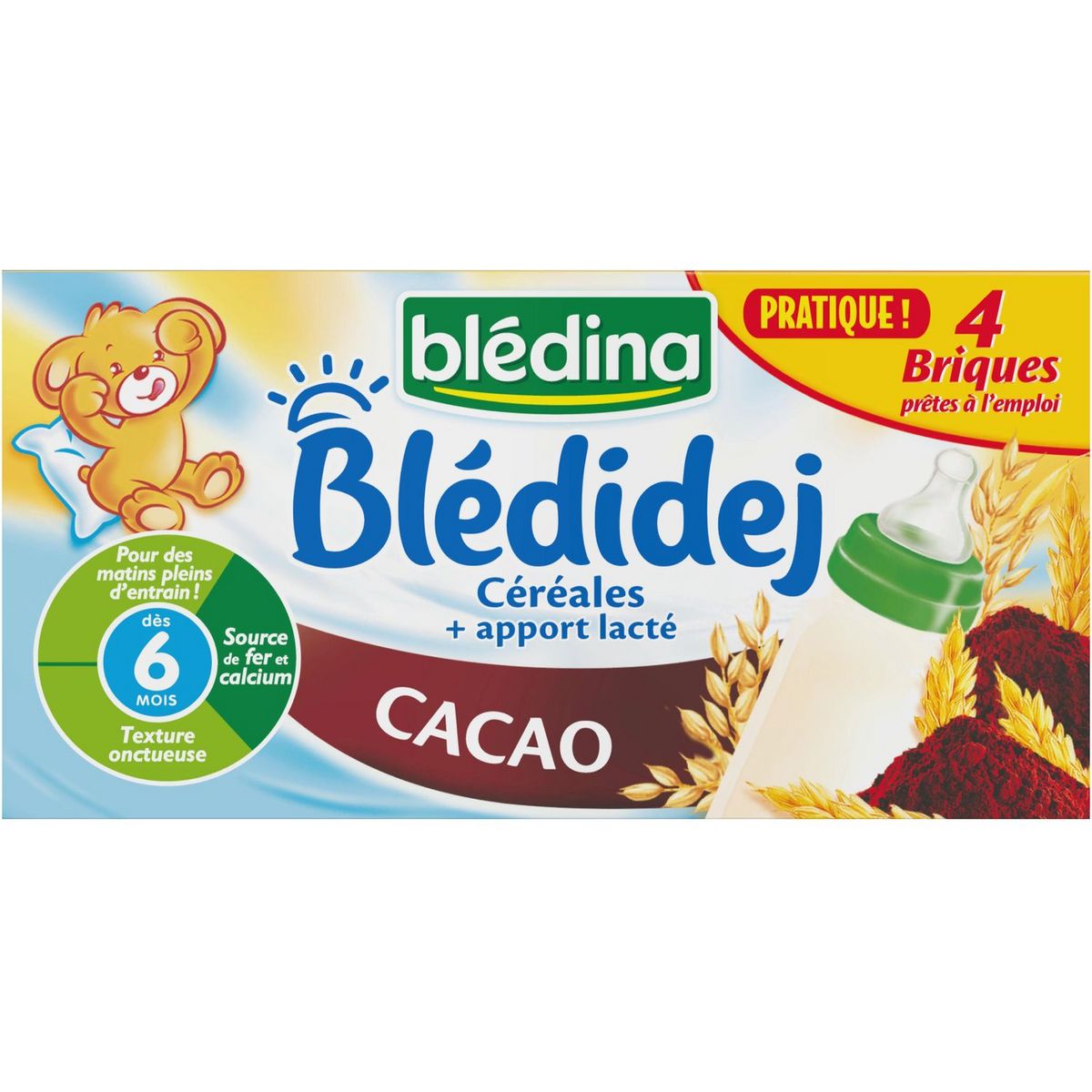 BLEDINA Blédidej céréales lactées au cacao dès 6 mois 4x25cl