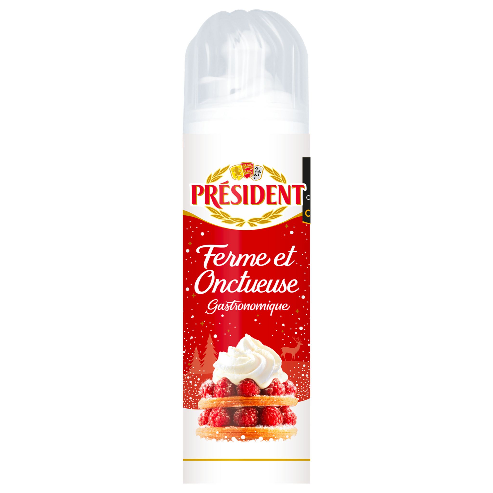 Voir la diapositive 2 : PRESIDENT Crème fouettée ferme et onctueuse en bombe UHT 250g