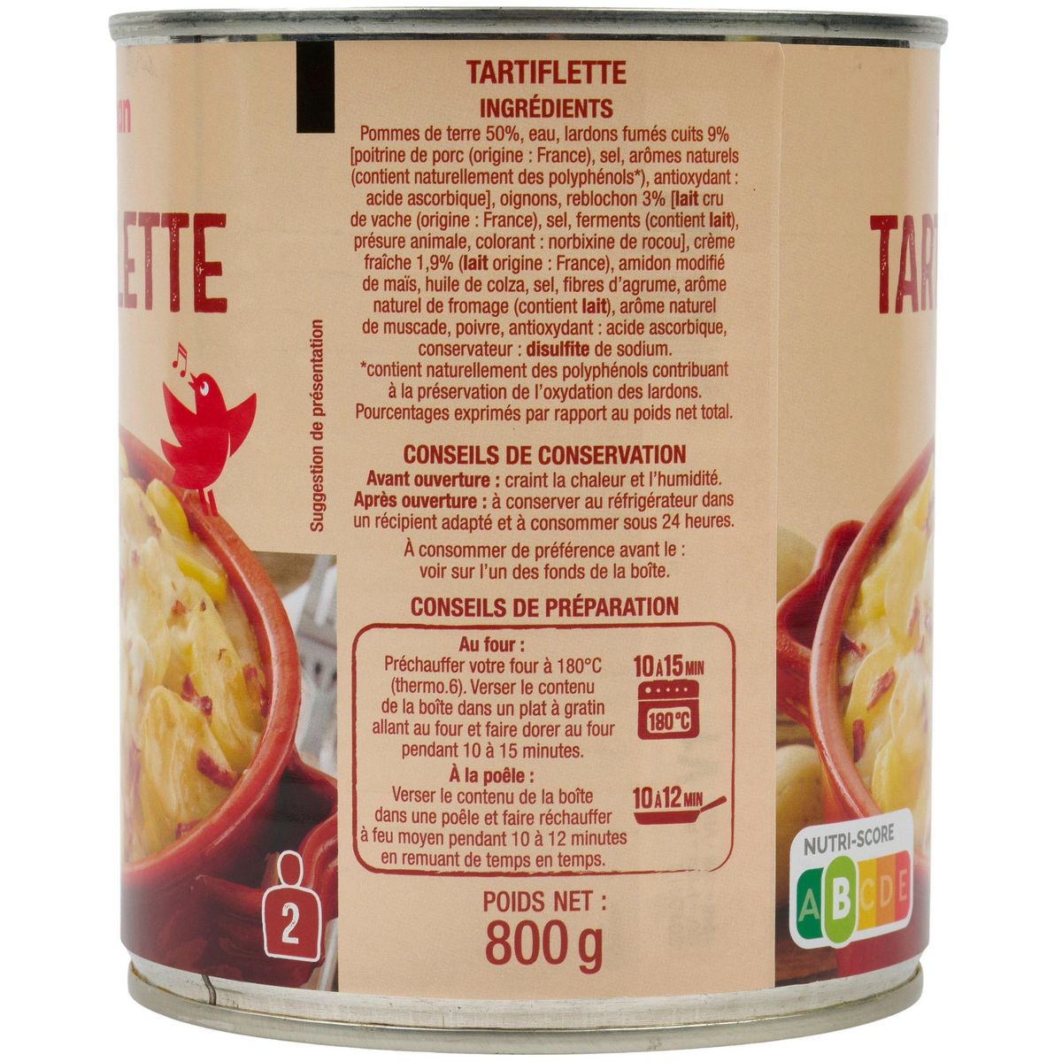 AUCHAN Tartiflette 2 portions 800g