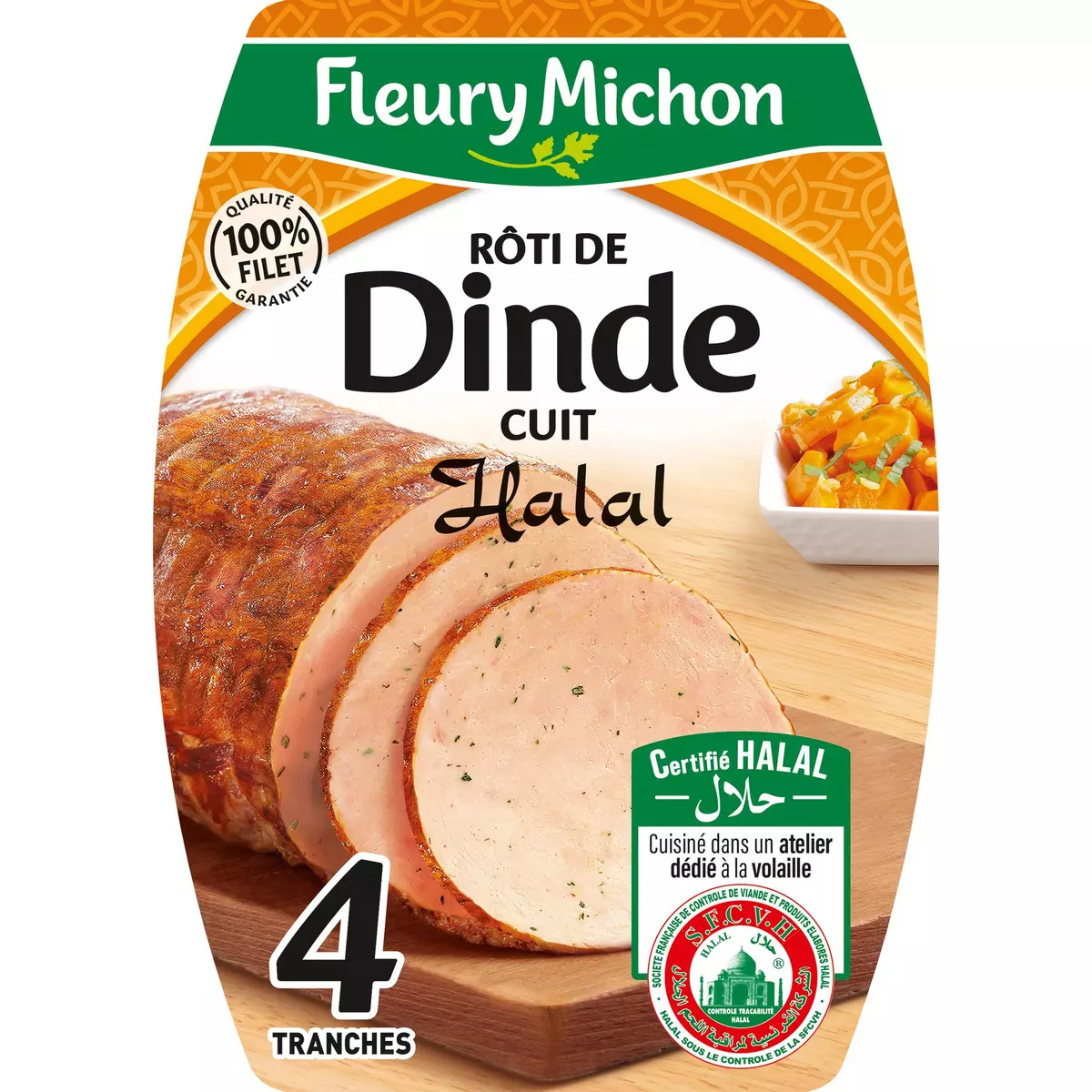 FLEURY MICHON Rôti de dinde halal 4 tranches 120g