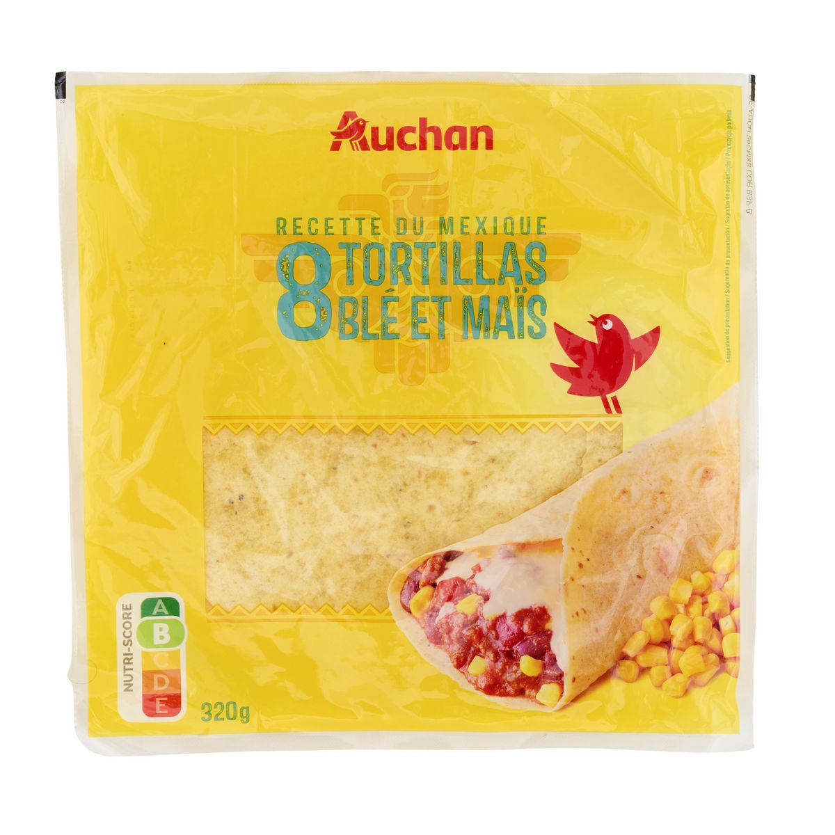AUCHAN Tortillas de blé et maïs 8 tortillas 320g