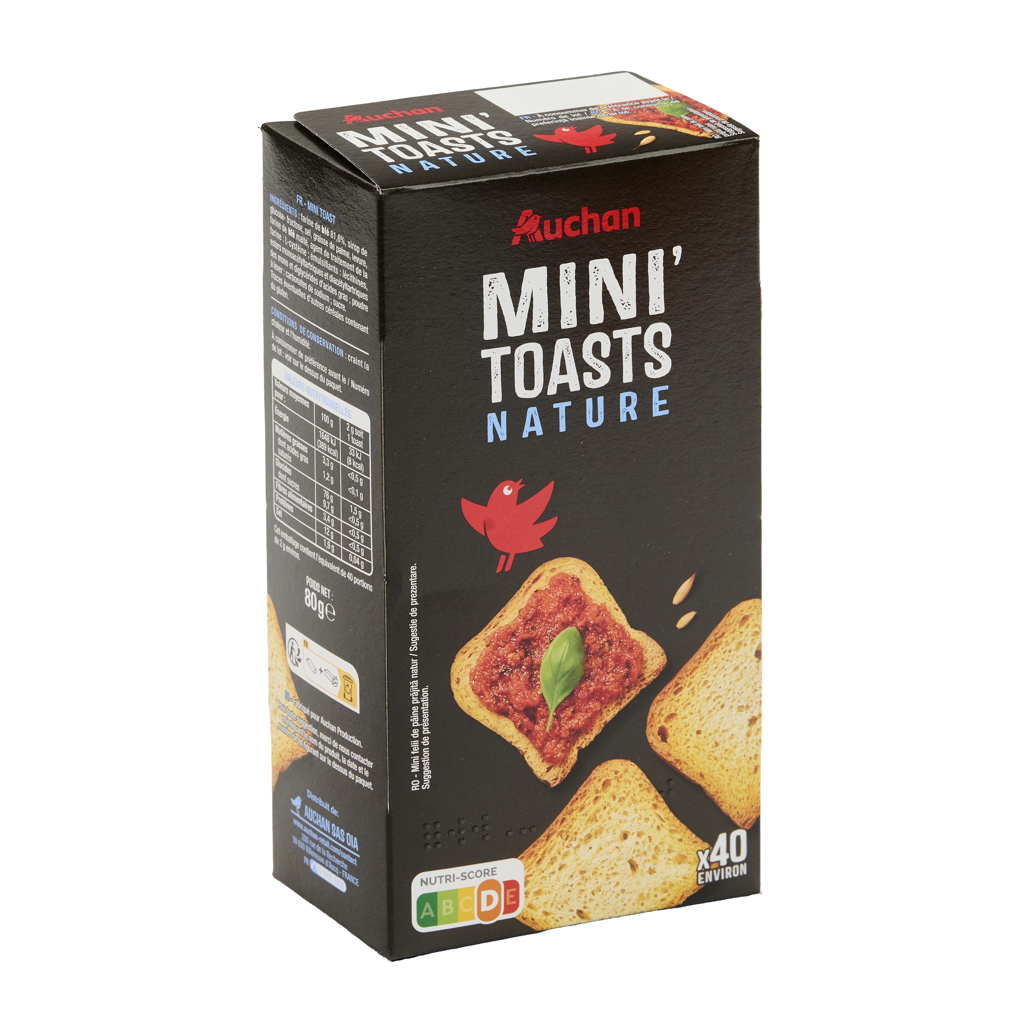 Voir la diapositive 3 : AUCHAN Mini toasts nature environ 40 pièces 80g