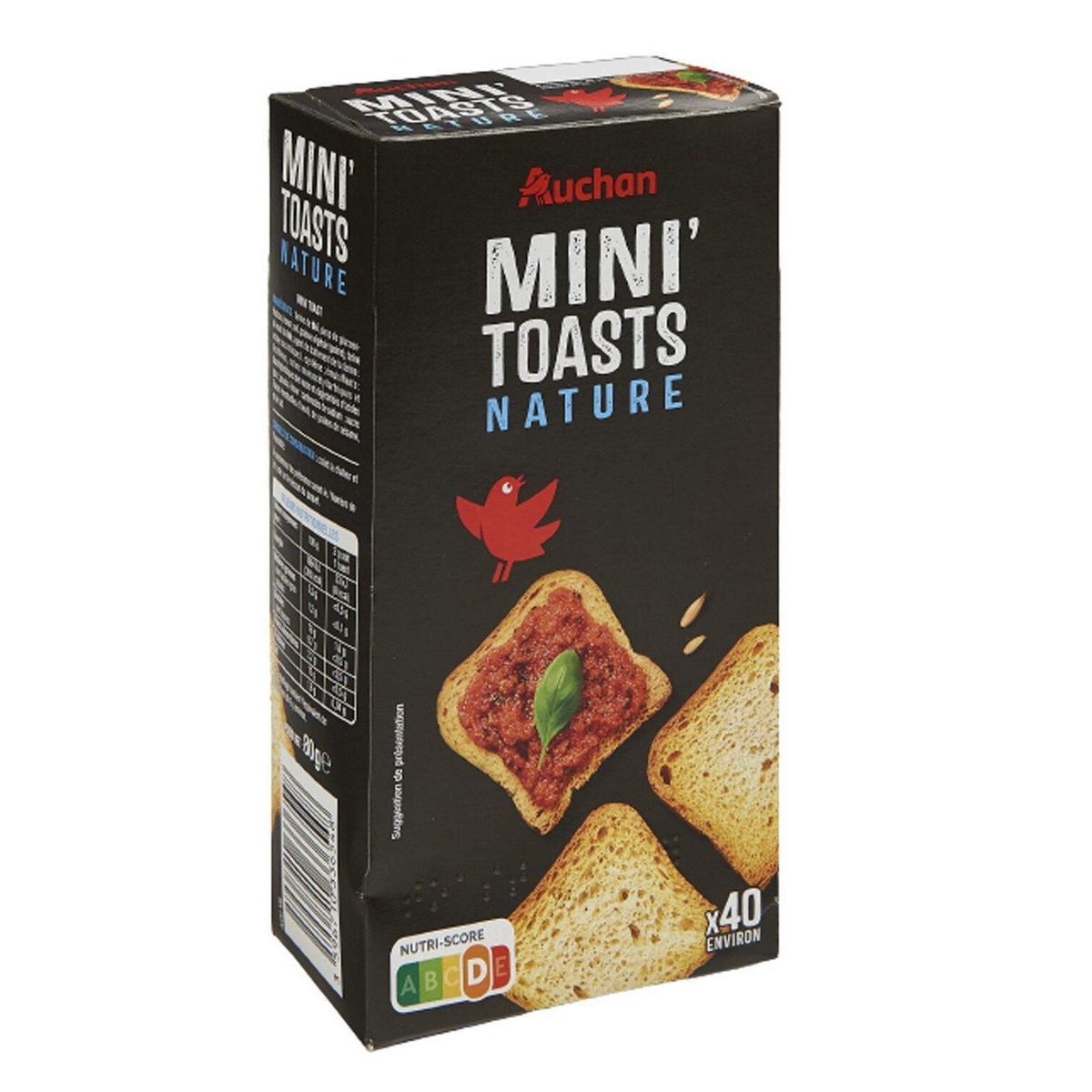 AUCHAN Mini toasts nature environ 40 pièces 80g