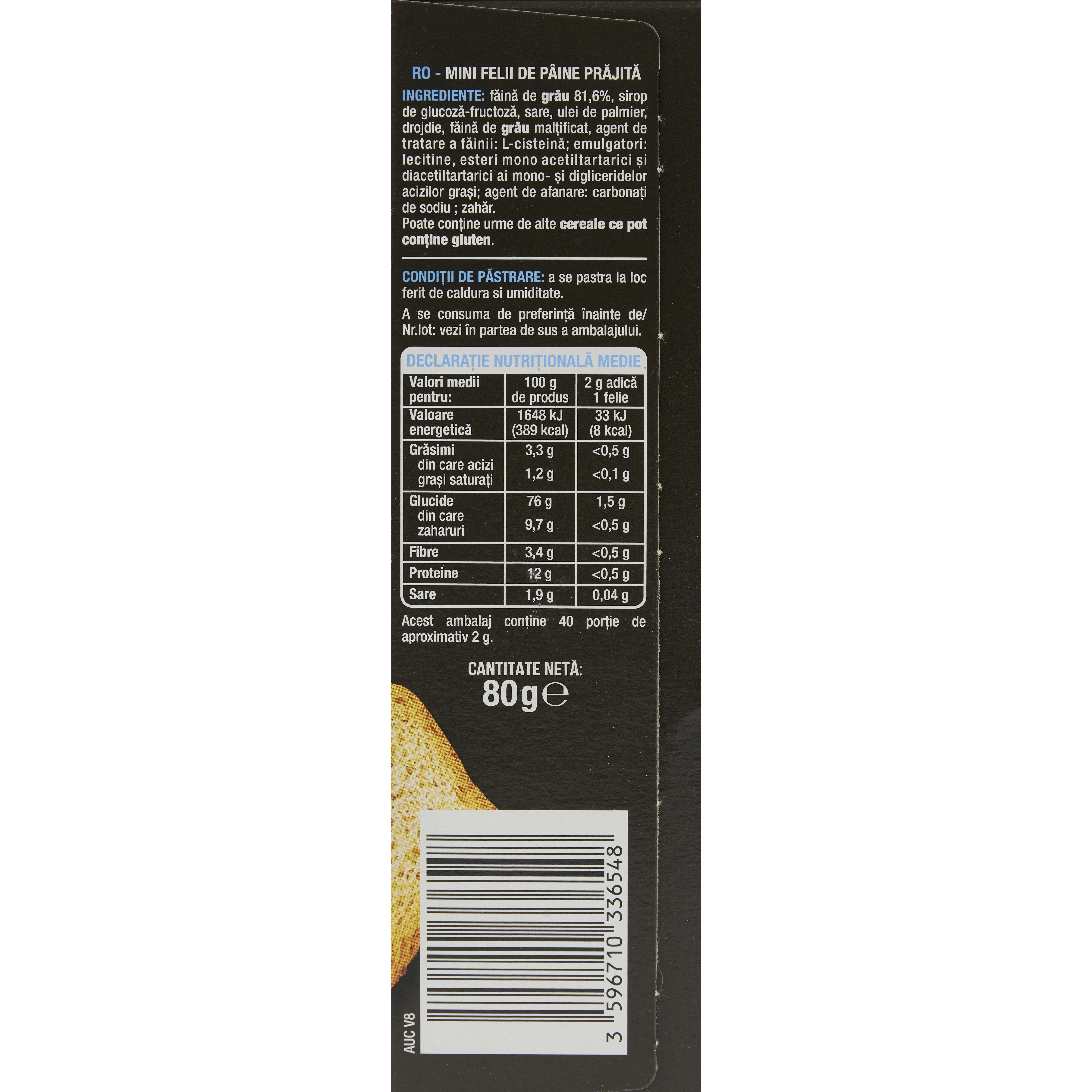 Voir la diapositive 4 : AUCHAN Mini toasts nature environ 40 pièces 80g