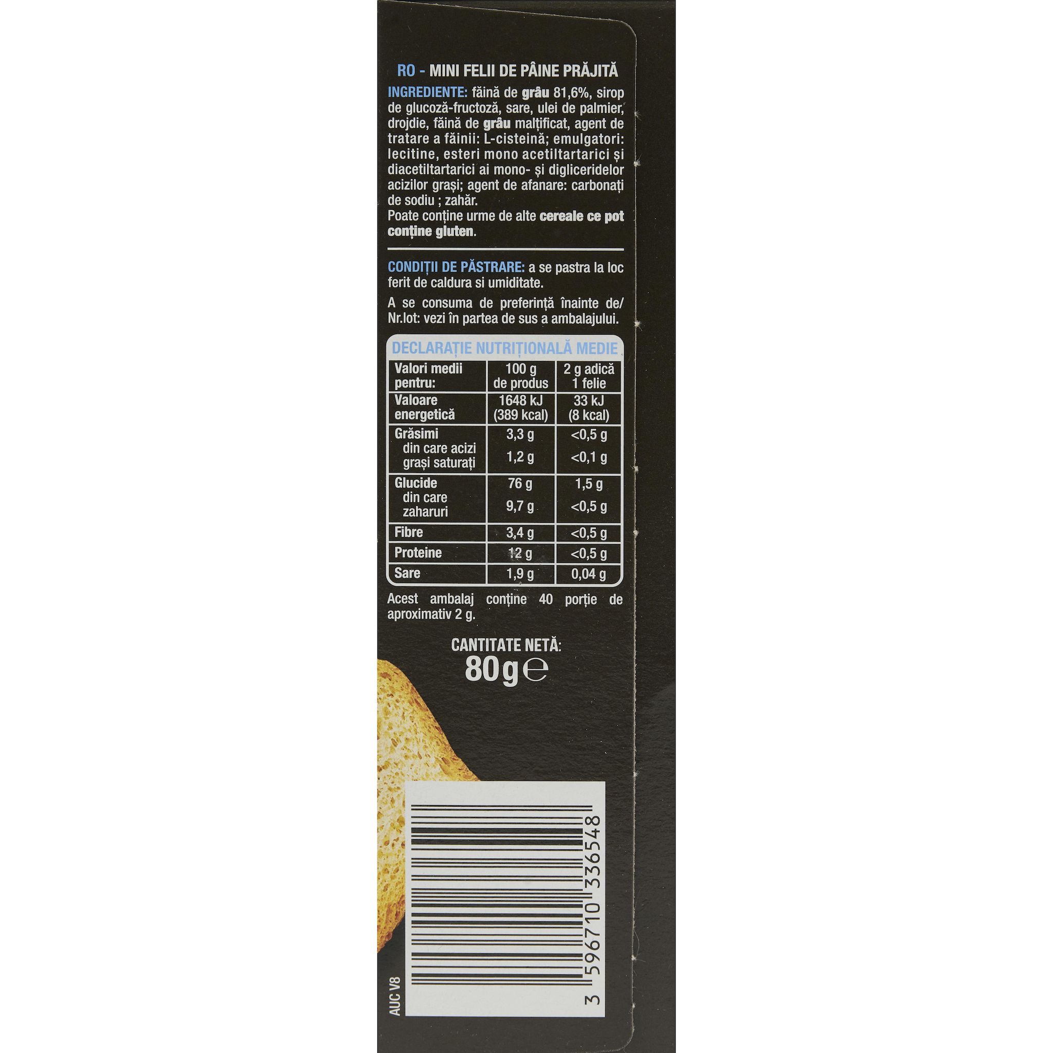 Voir la diapositive 4 : AUCHAN Mini toasts nature environ 40 pièces 80g