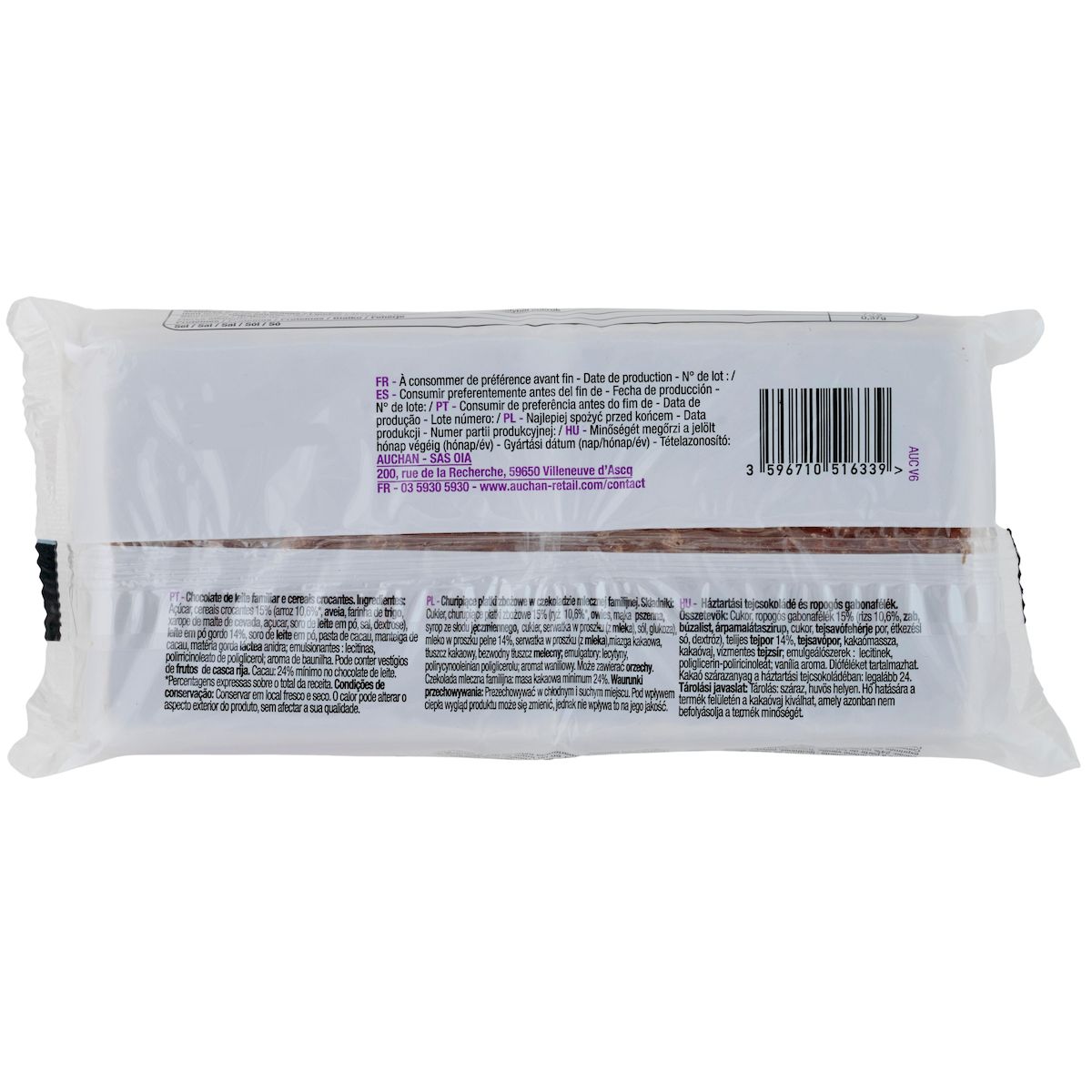 POUCE Tablette de chocolat au lait et céréales croustillantes 4 pièces 4x100g