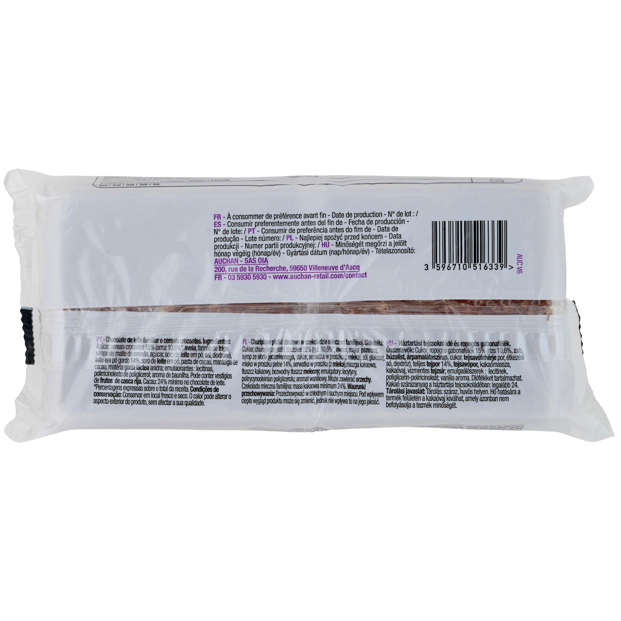 Voir la diapositive 3 : POUCE Tablette de chocolat au lait et céréales croustillantes 4 pièces 4x100g