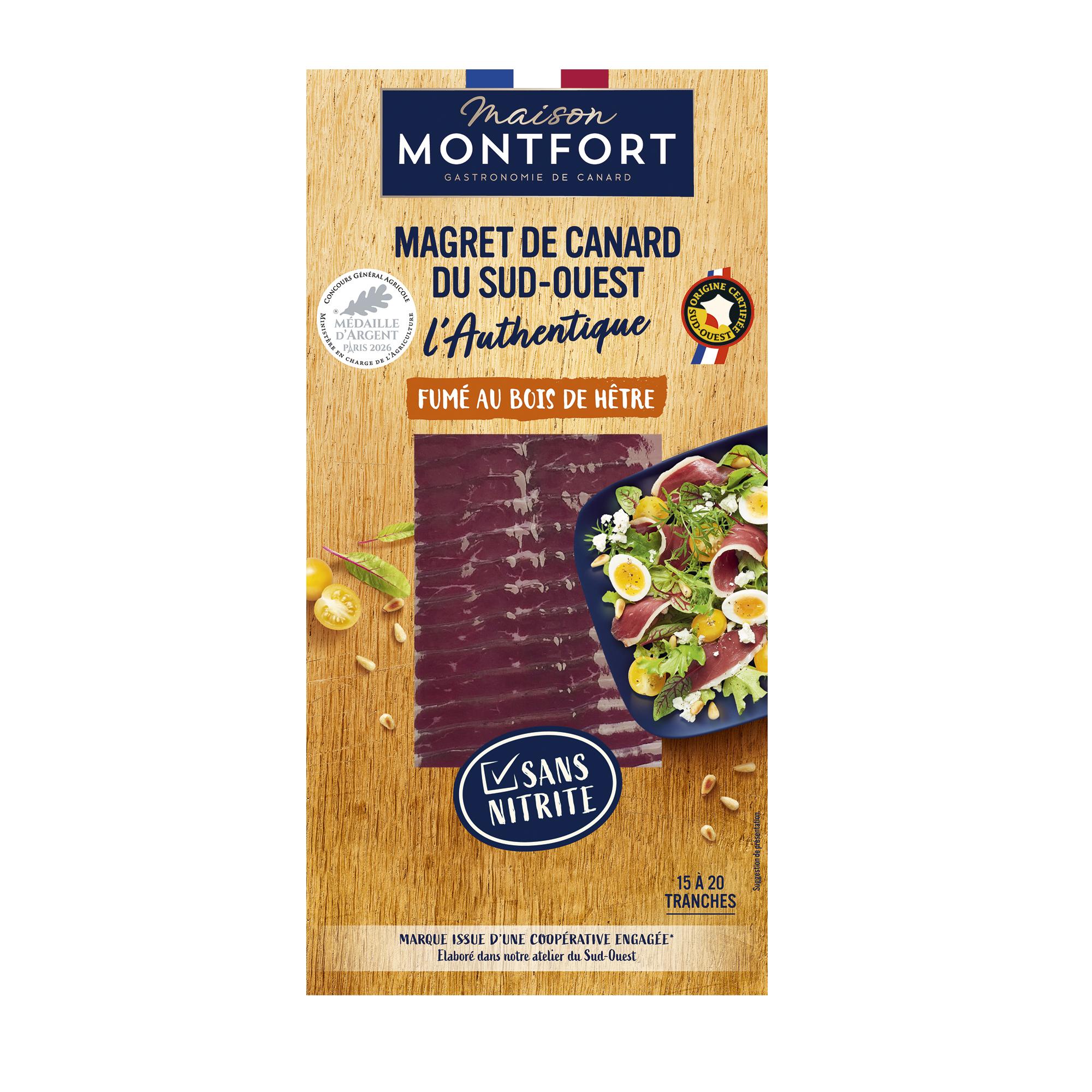 Voir la diapositive 2 : MAISON MONTFORT Magret de canard fumé IGP 4 pièces 80g
