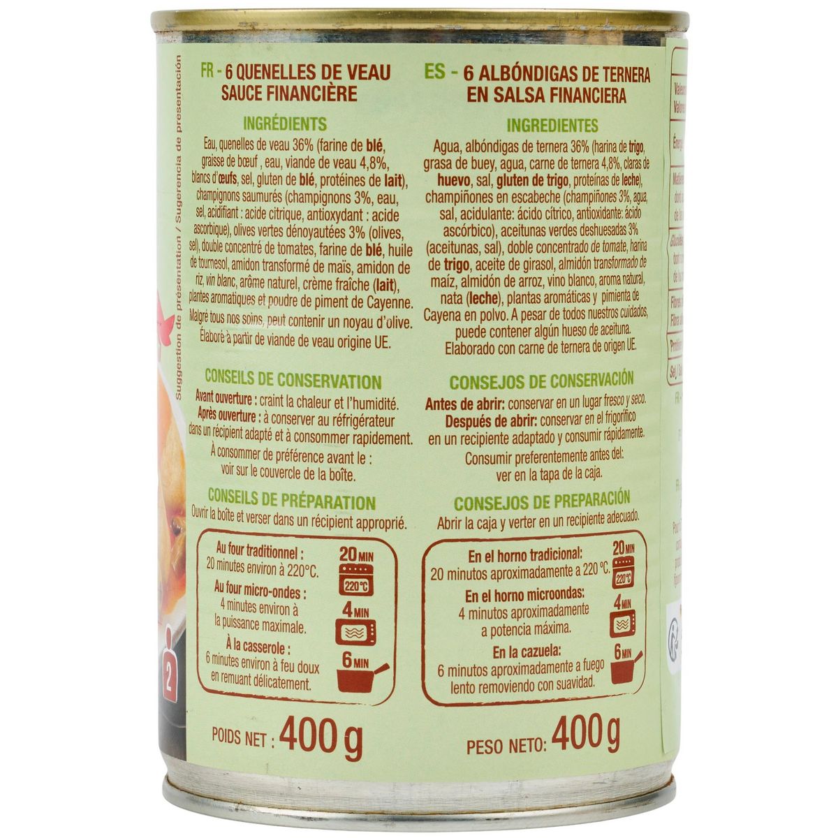 AUCHAN Quenelles de veau sauce financière 400g