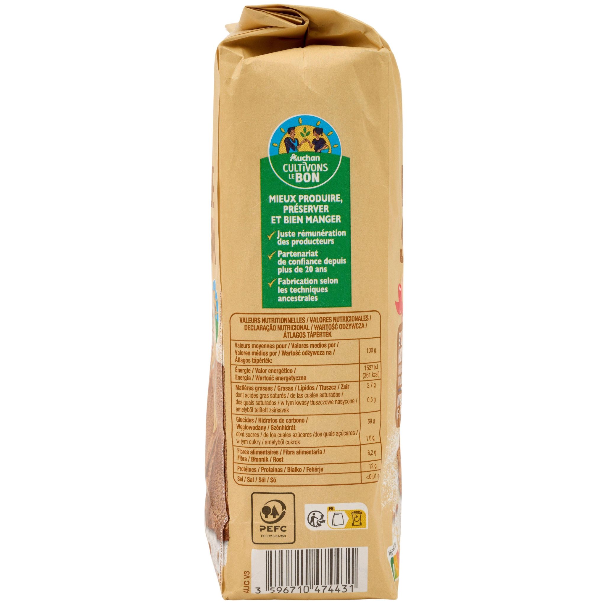 Voir la diapositive 2 : AUCHAN CULTIVONS LE BON Farine de sarrasin blé noir Français 1kg