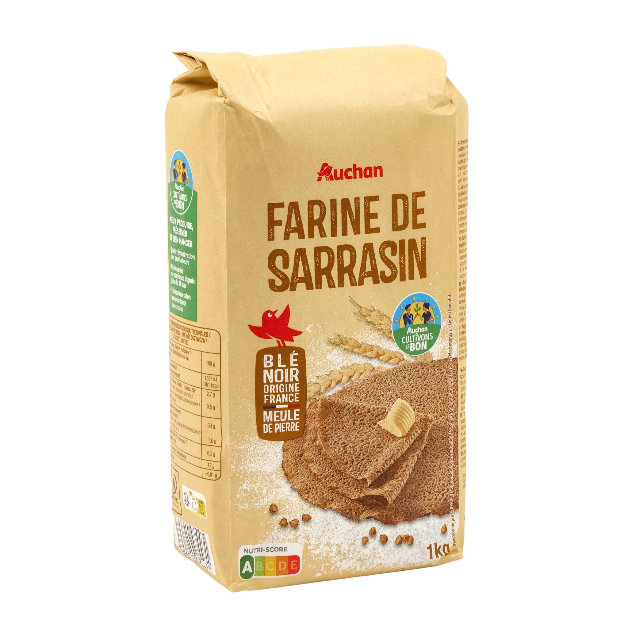 Voir la diapositive 5 : AUCHAN CULTIVONS LE BON Farine de sarrasin blé noir Français 1kg