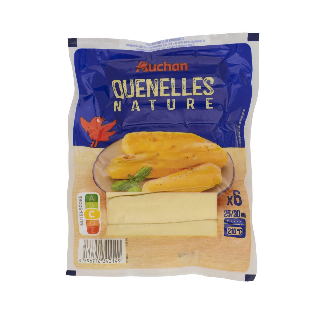 AUCHAN Quenelle nature 6 pièces 240g