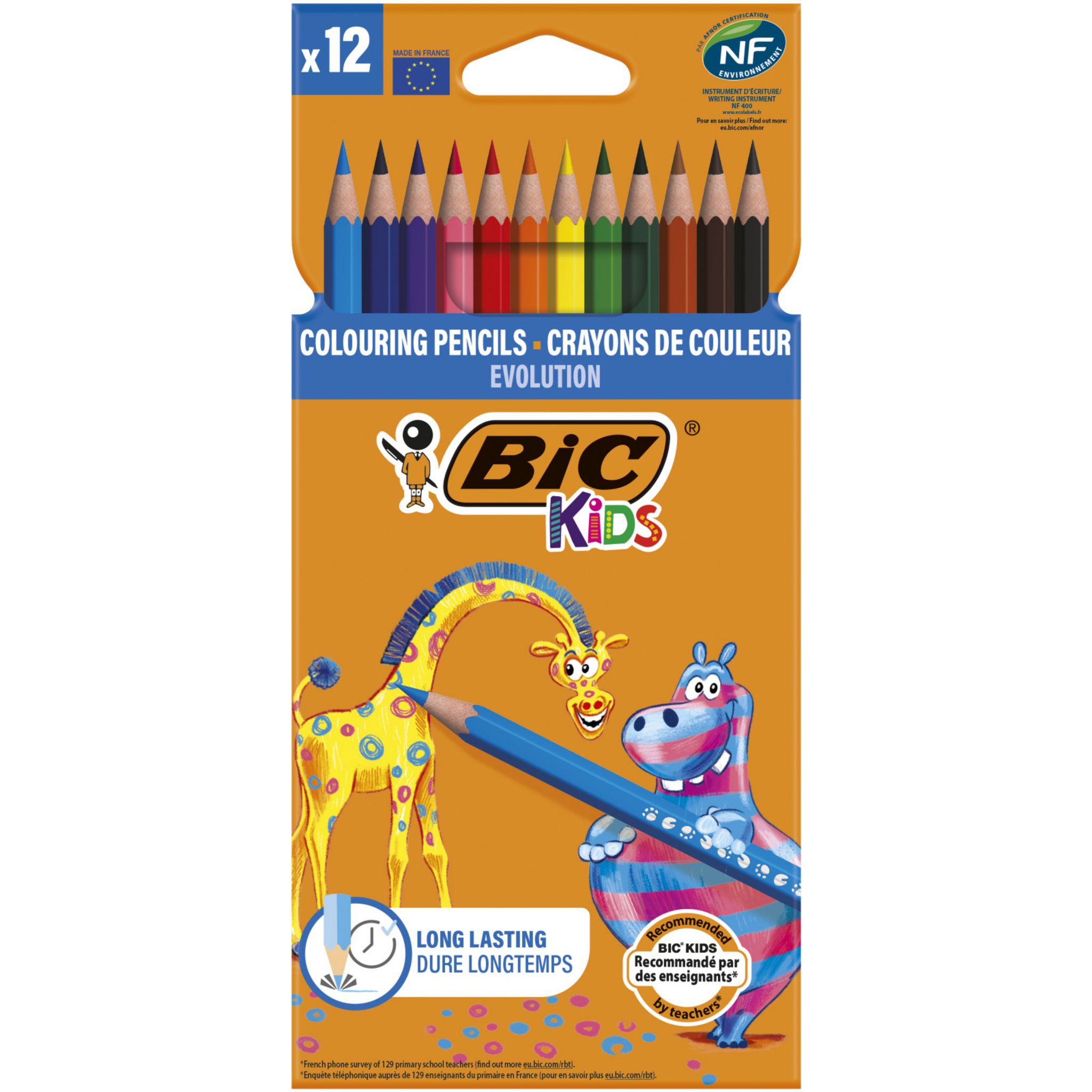 BIC Crayon de couleur assortis x12