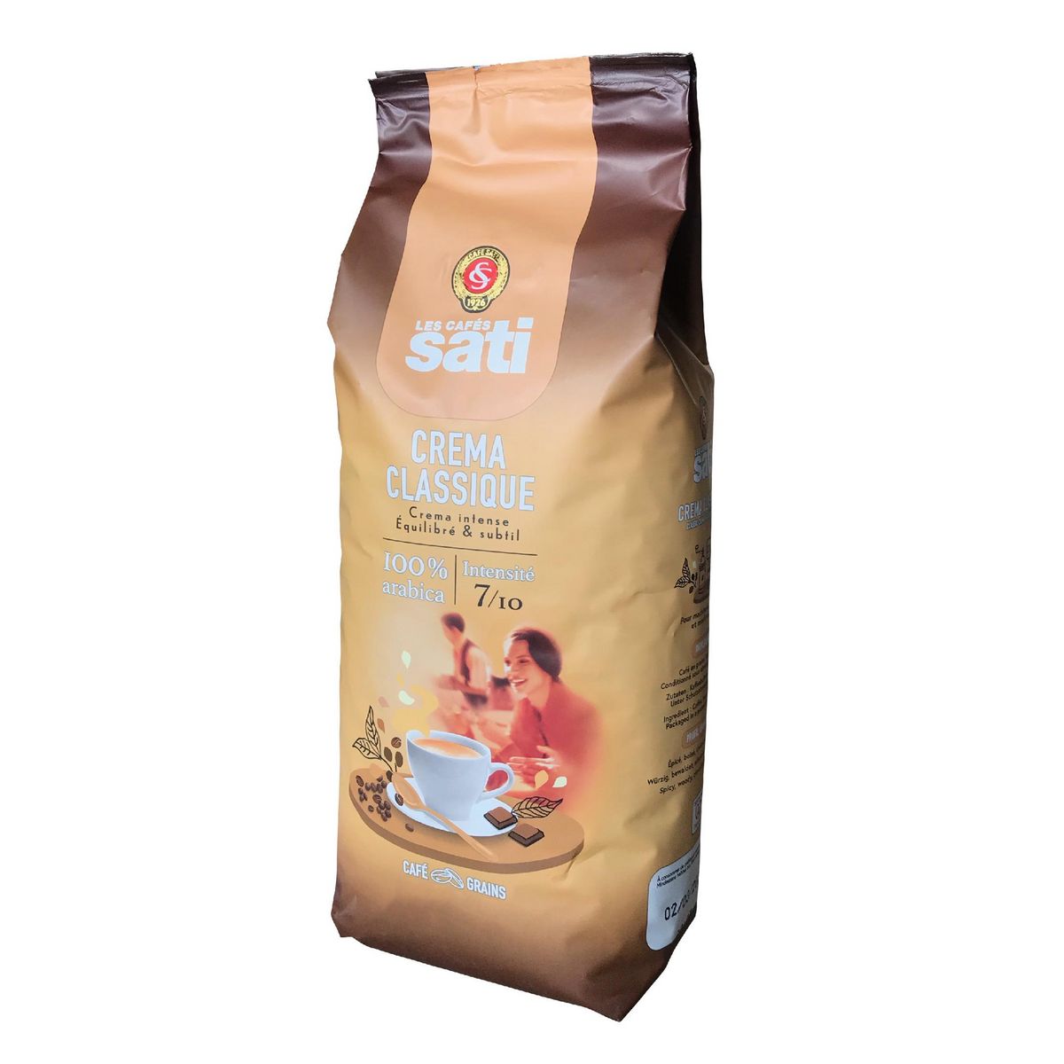 LES CAFES SATI Café en grain crema 100% Arabica 1kg