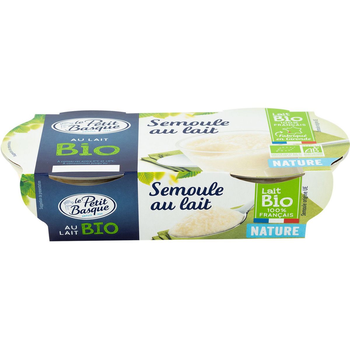 PETIT BASQUE Semoule au lait bio 2x140g
