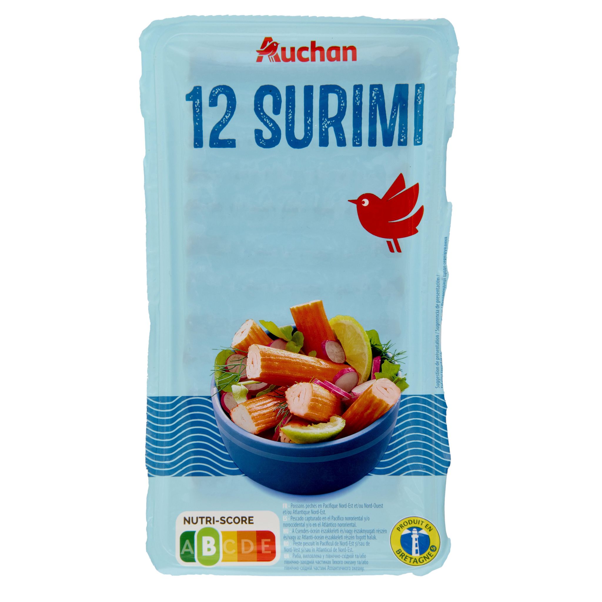 Voir la diapositive 4 : AUCHAN Bâtonnets de surimi saveur crabe 12 pièces 200g