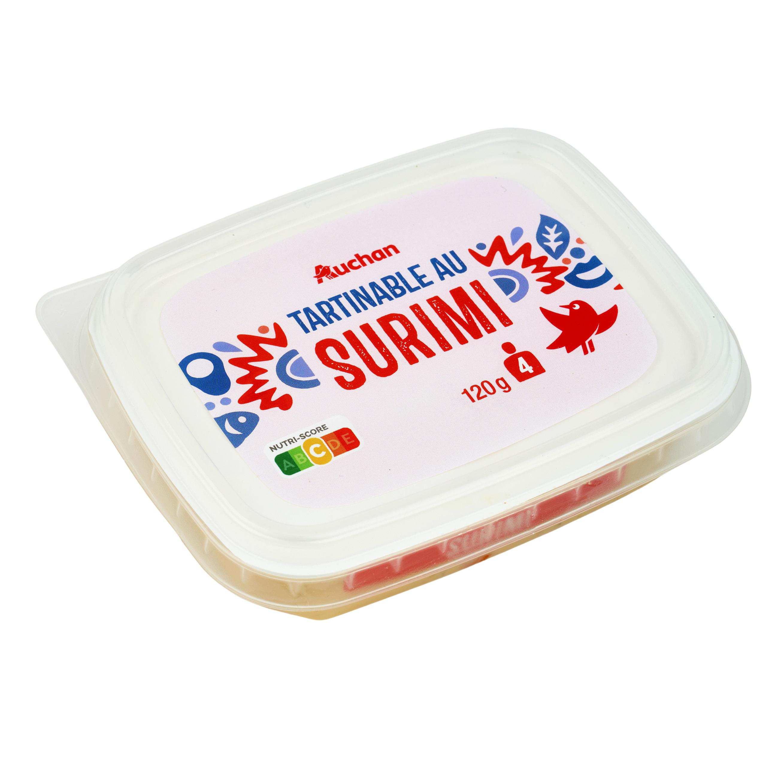 Voir la diapositive 2 : AUCHAN Tartinable au surimi spécial sandwich 4 parts 120g