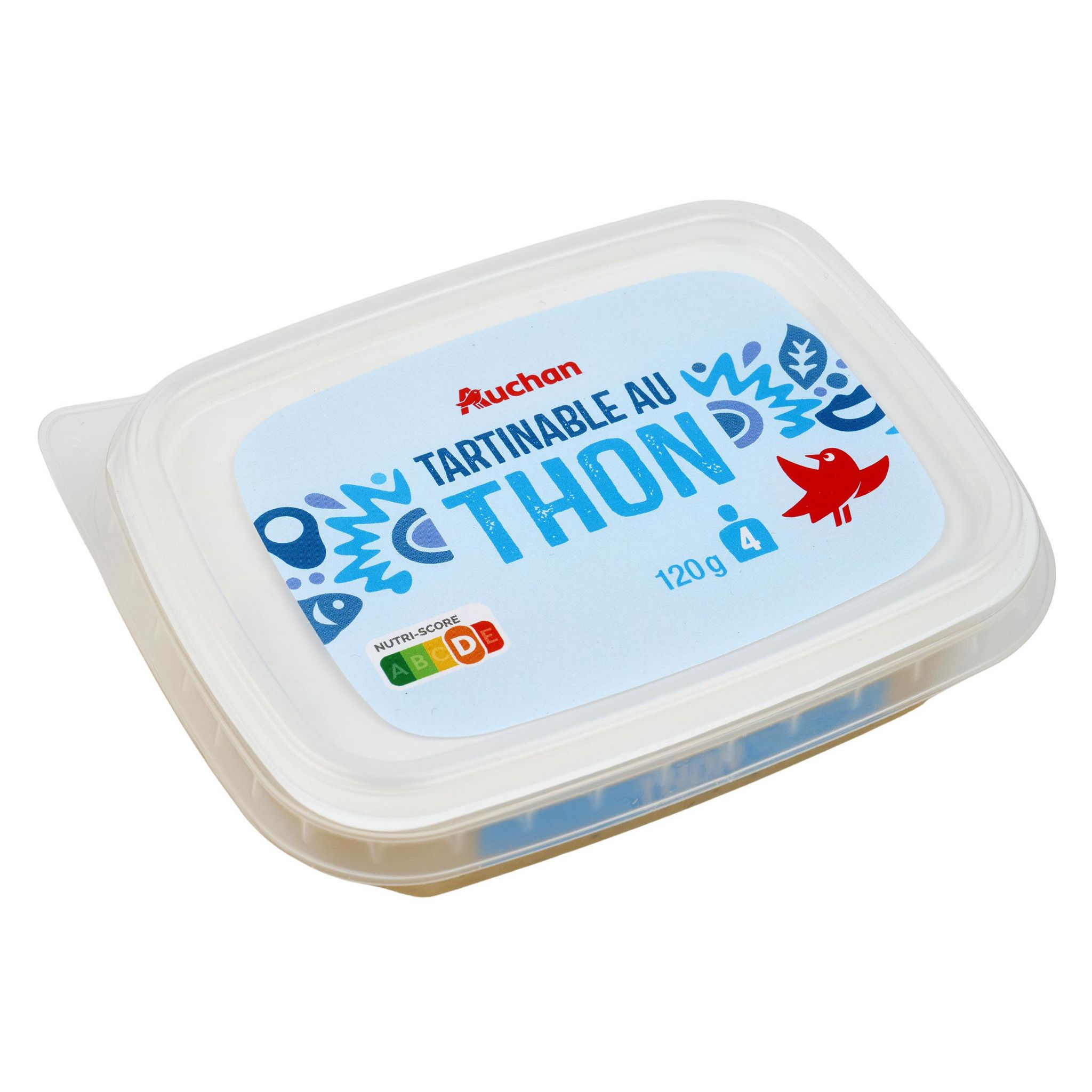 Voir la diapositive 3 : AUCHAN Tartinable au thon spécial sandwich 4 parts 120g