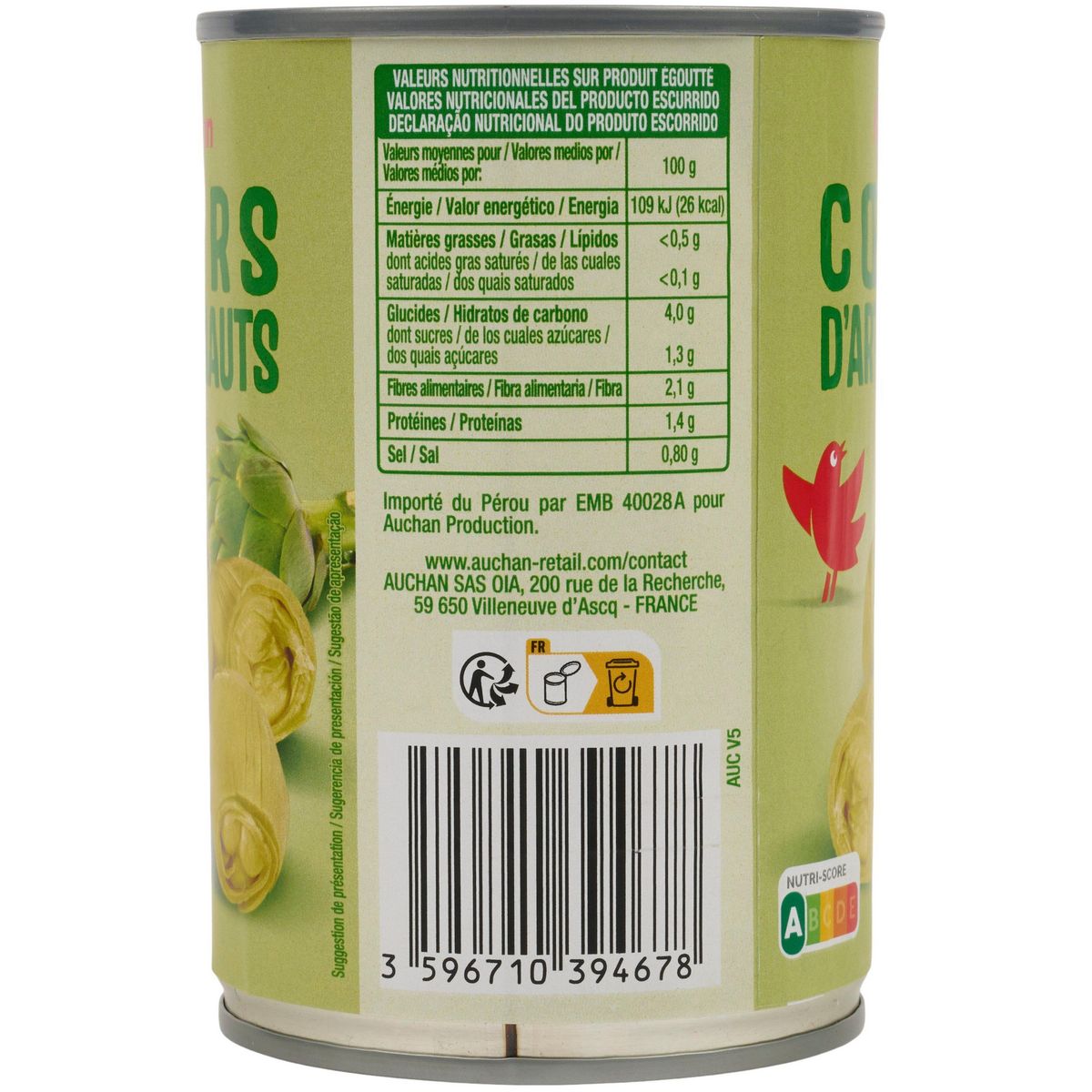 AUCHAN Cœurs d'artichauts 240g