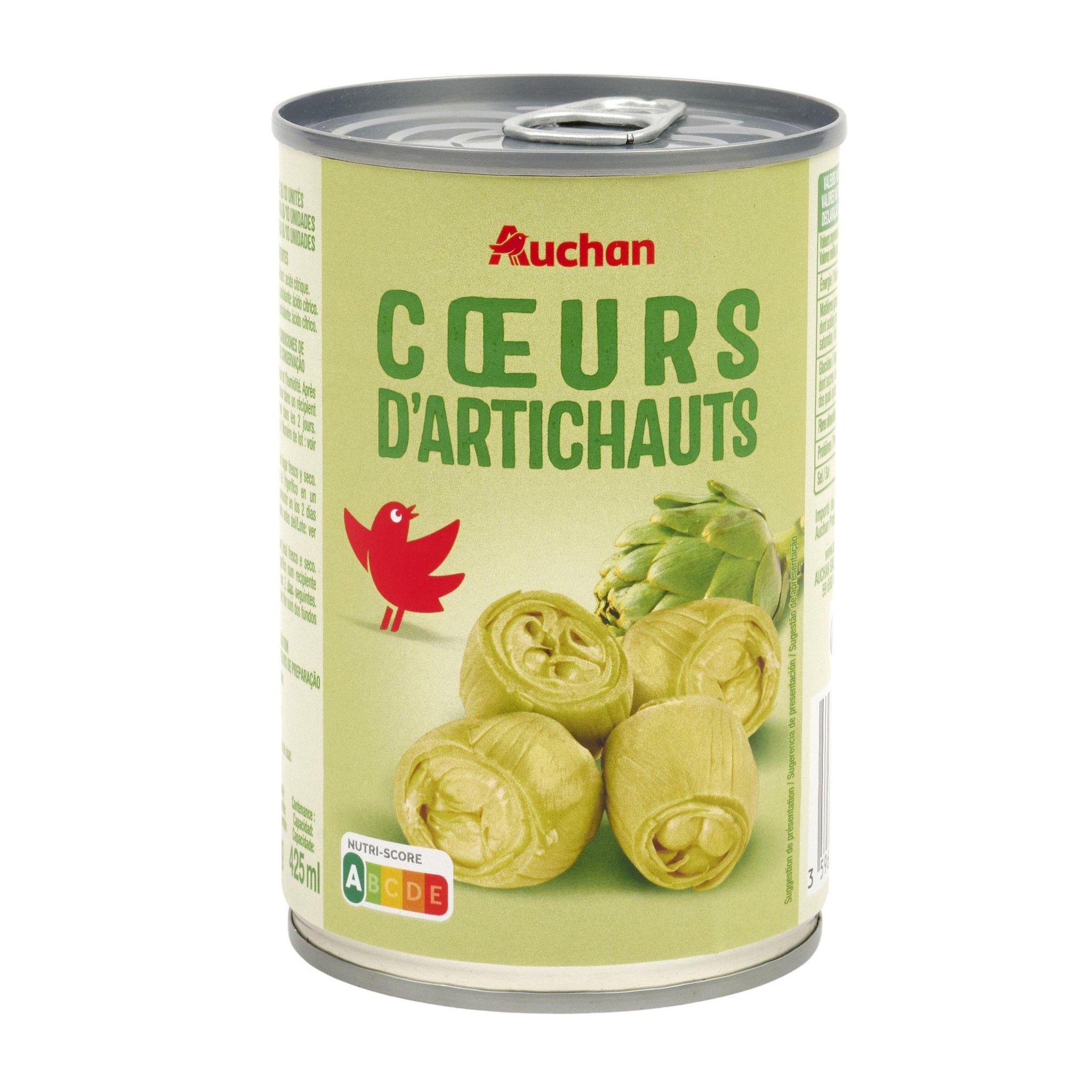 Voir la diapositive 2 : AUCHAN Cœurs d'artichauts 240g