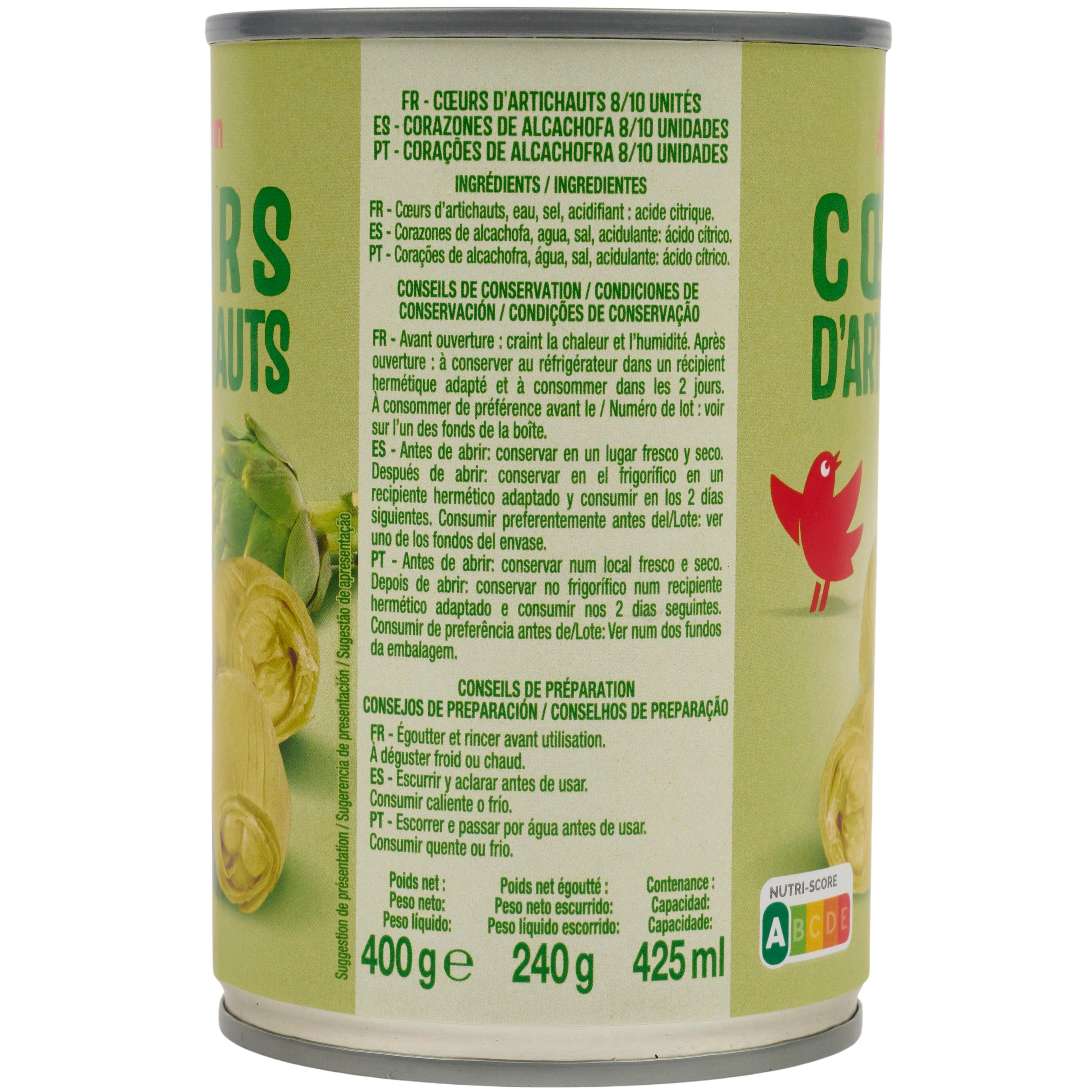 Voir la diapositive 4 : AUCHAN Cœurs d'artichauts 240g