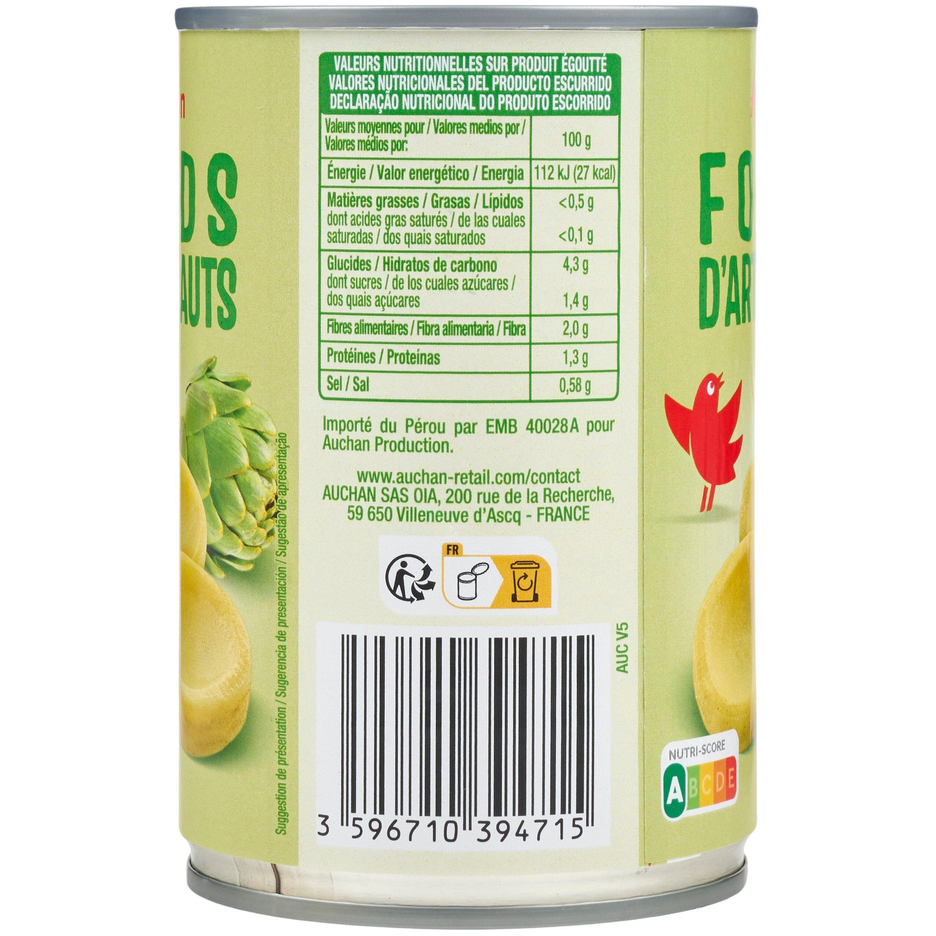 Voir la diapositive 4 : AUCHAN Fonds d'artichauts 210g