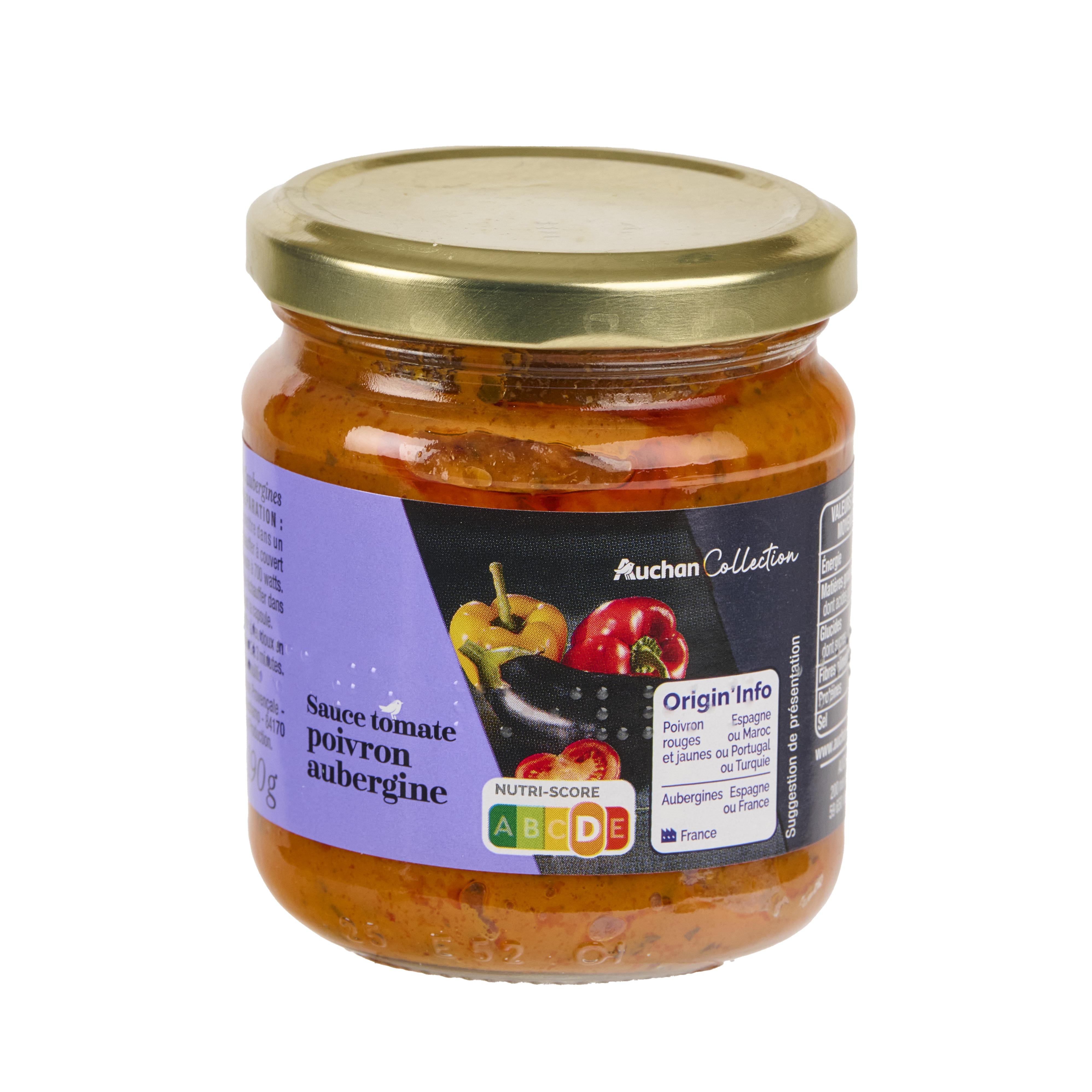 Voir la diapositive 4 : AUCHAN COLLECTION Sauce tomate poivrons et aubergines 190g