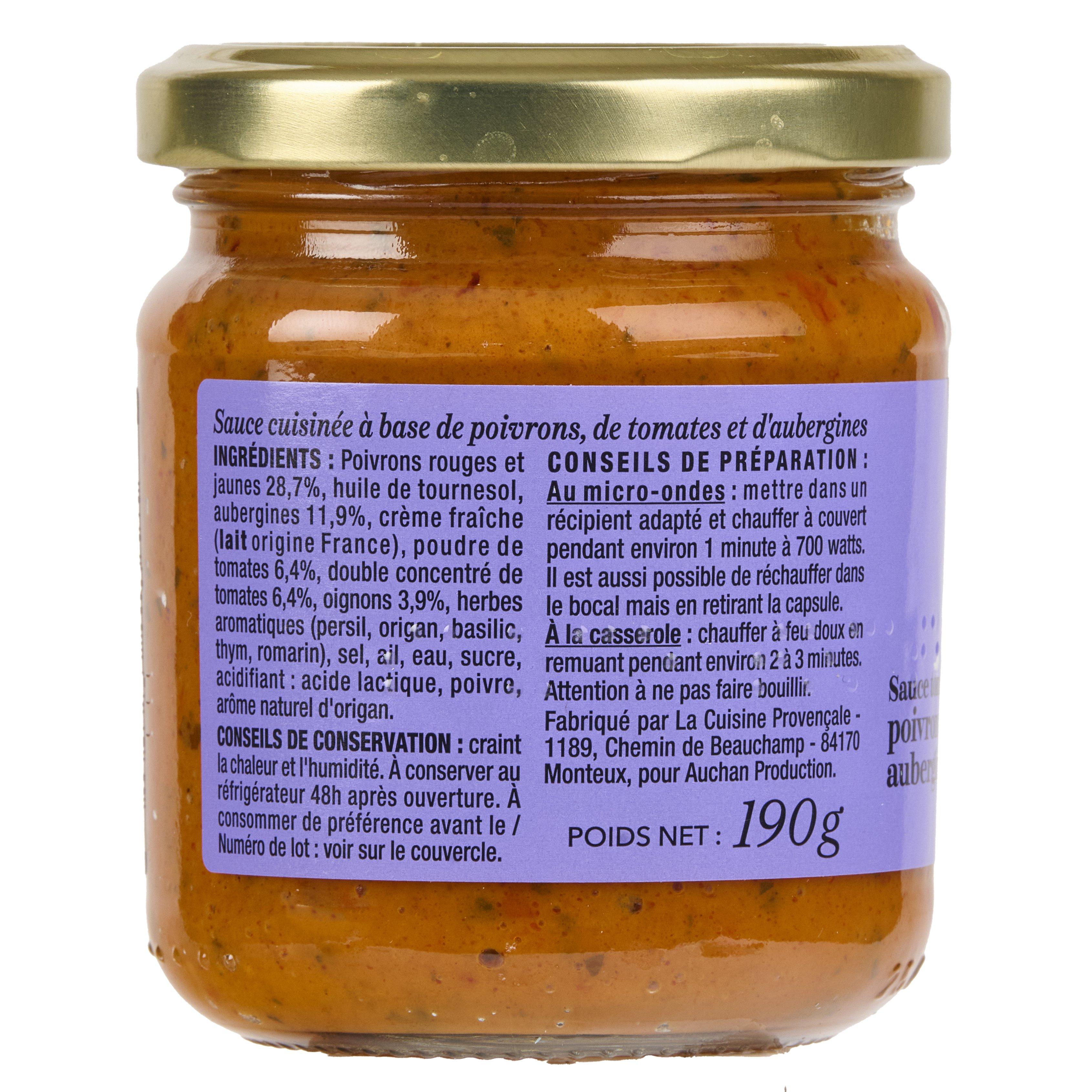 Voir la diapositive 3 : AUCHAN COLLECTION Sauce tomate poivrons et aubergines 190g