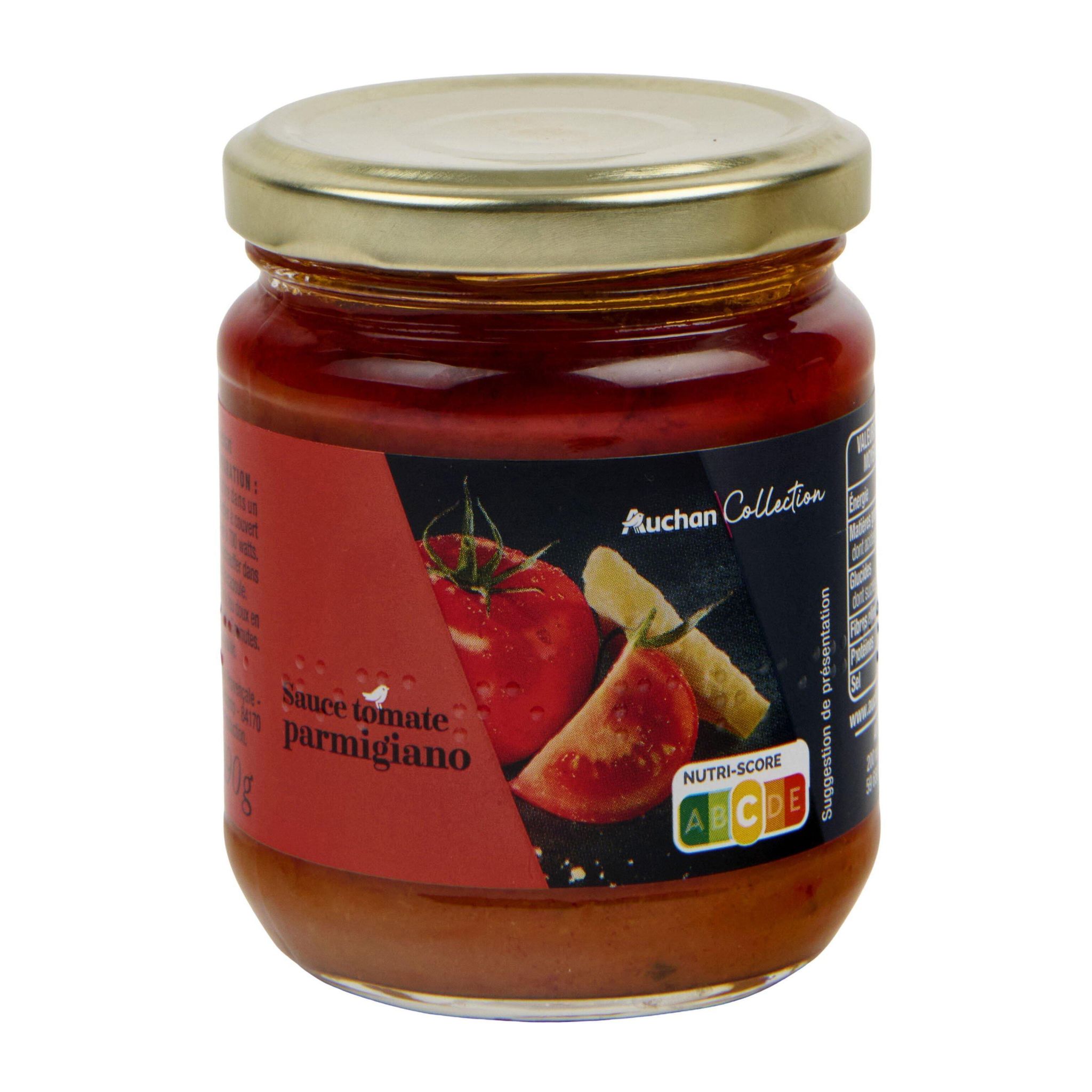 Voir la diapositive 3 : AUCHAN COLLECTION Sauce tomate au parmesan en bocal 190g