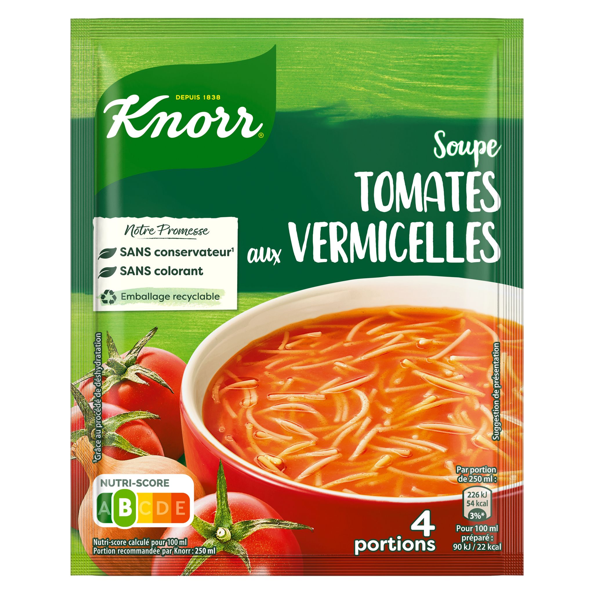 Voir la diapositive 2 : KNORR Soupe déshydratée tomates aux vermicelles 4 portions 4x25cl