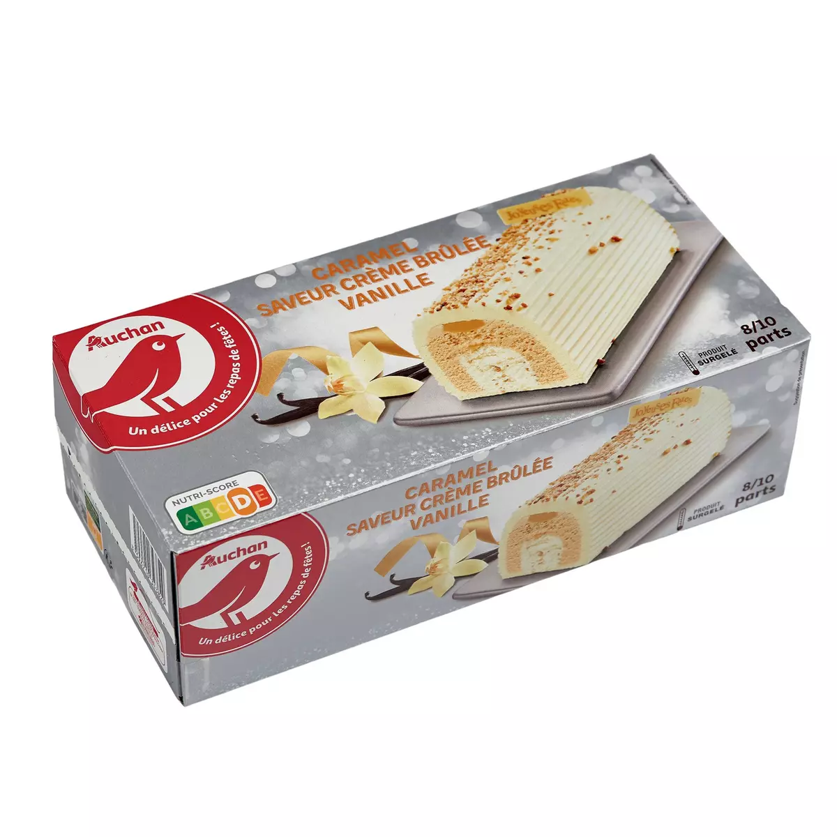 AUCHAN Bûche glacée au caramel vanille saveur crème brûlée 8-10 parts 534g