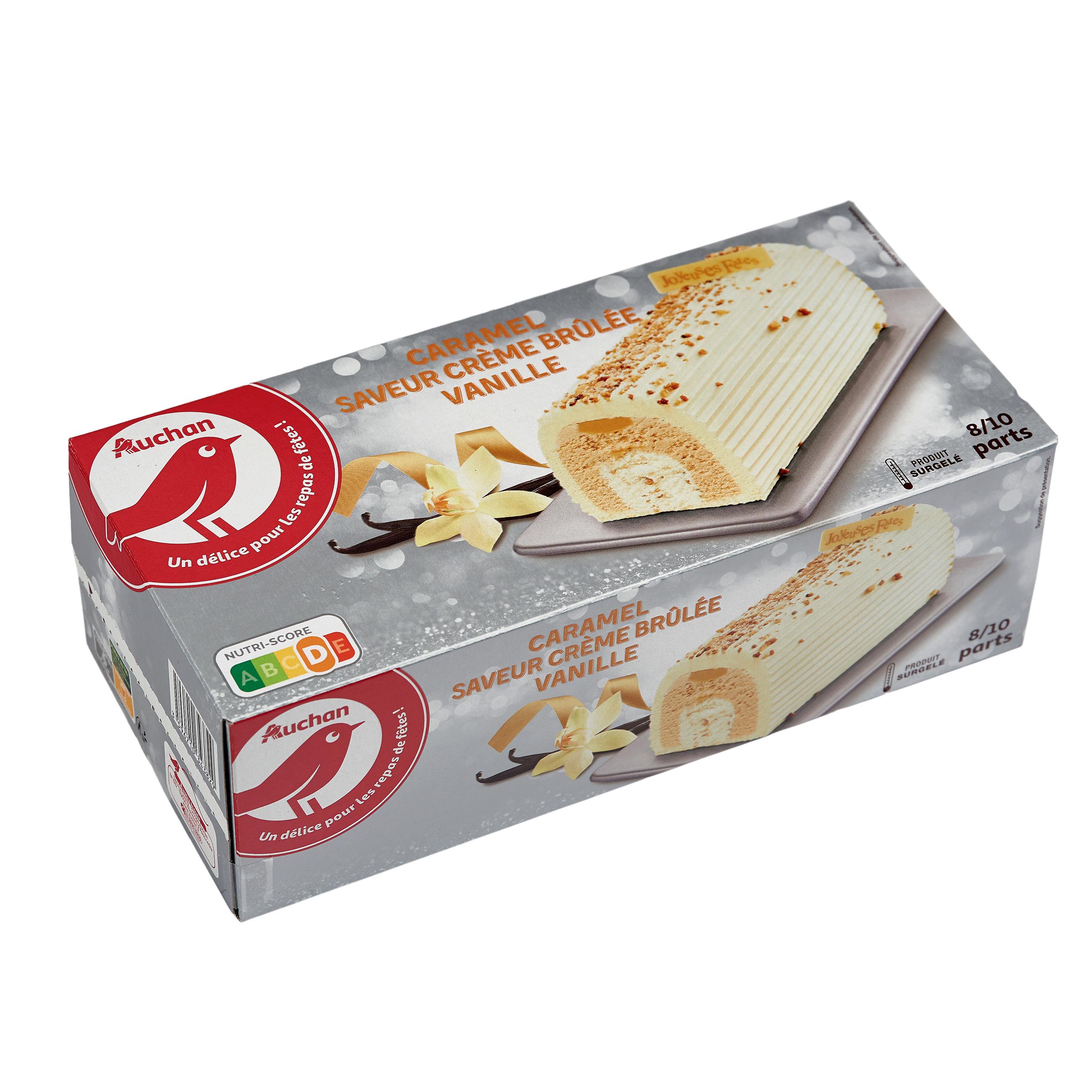 Voir la diapositive 2 : AUCHAN Bûche glacée au caramel vanille saveur crème brûlée 8-10 parts 534g