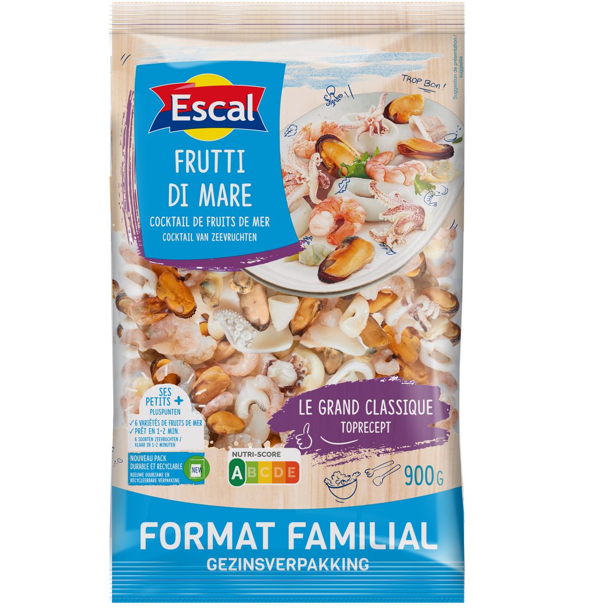 ESCAL Cocktail de fruits de mer à cuisiner 900g
