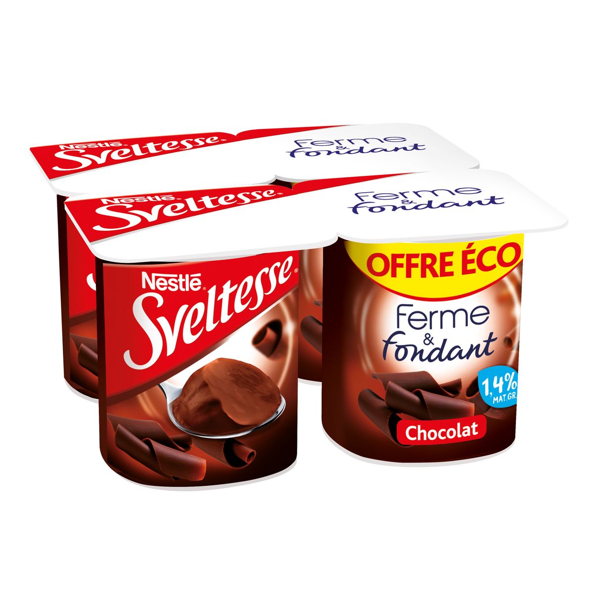 SVELTESSE Crème dessert ferme et fondante allégée au chocolat 4x125g