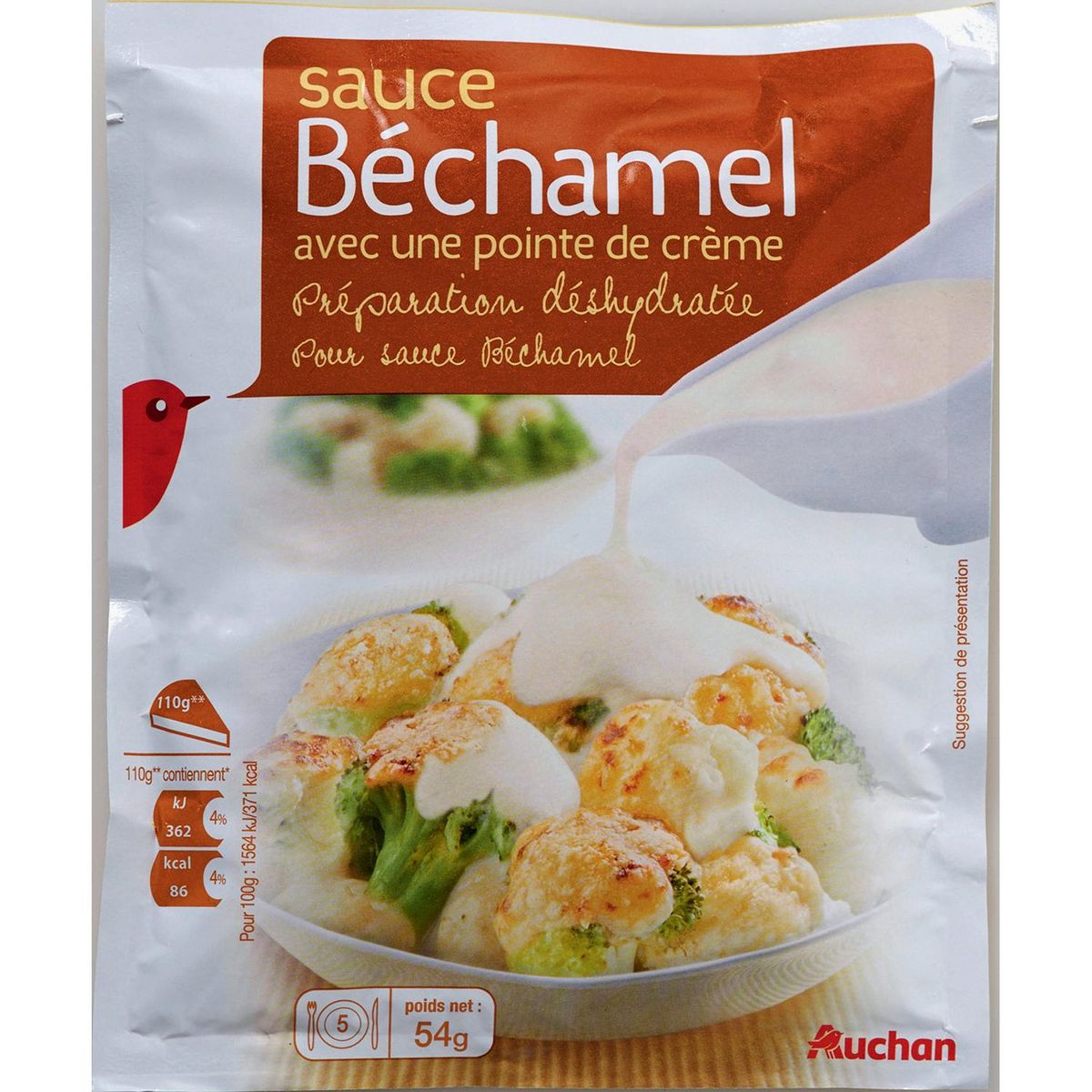 AUCHAN Sauce béchamel déshydratée en sachet 54g