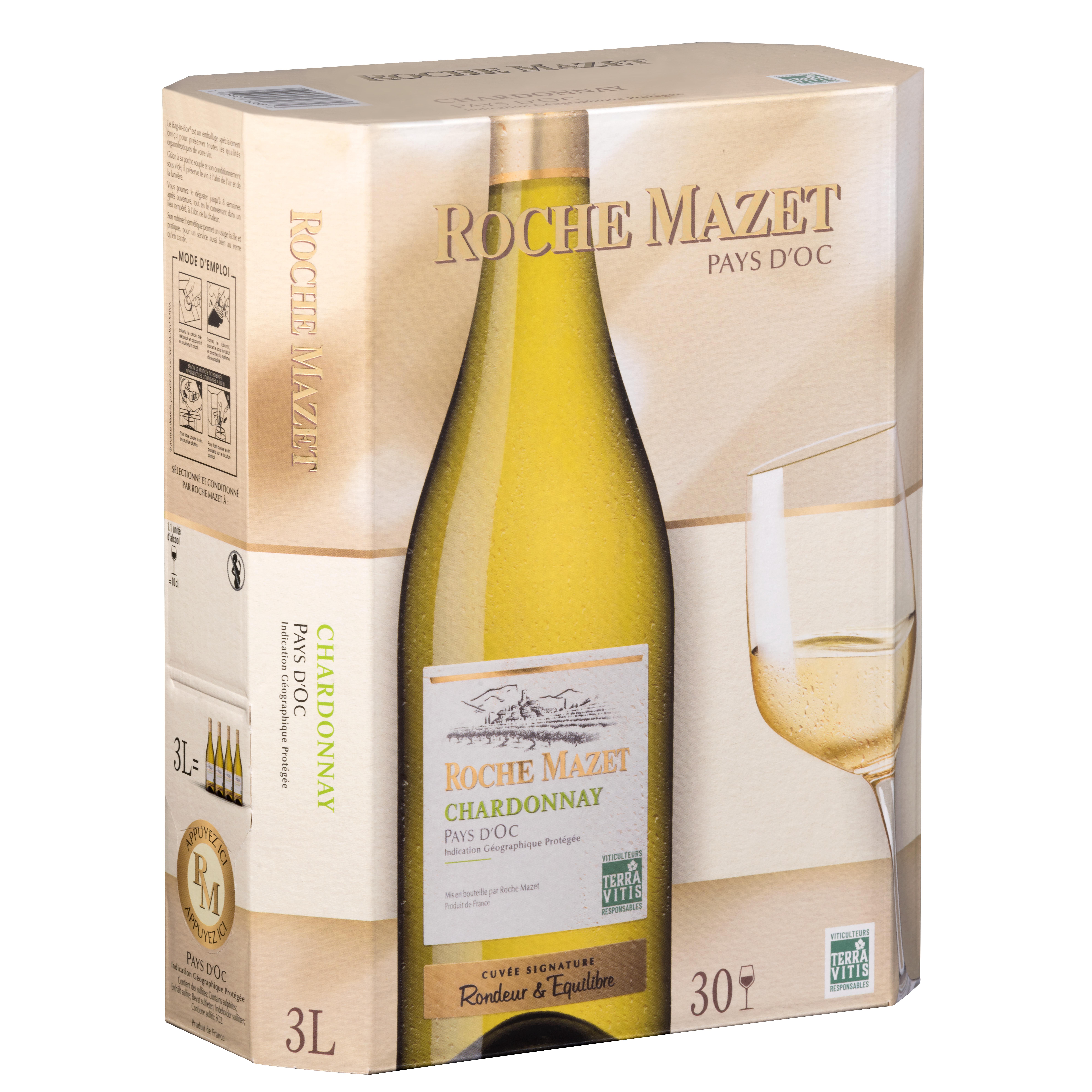 Voir la diapositive 2 : ROCHE MAZET IGP Pays-d'Oc Chardonnay cuvée spéciale blanc BIB / CUBI 3L