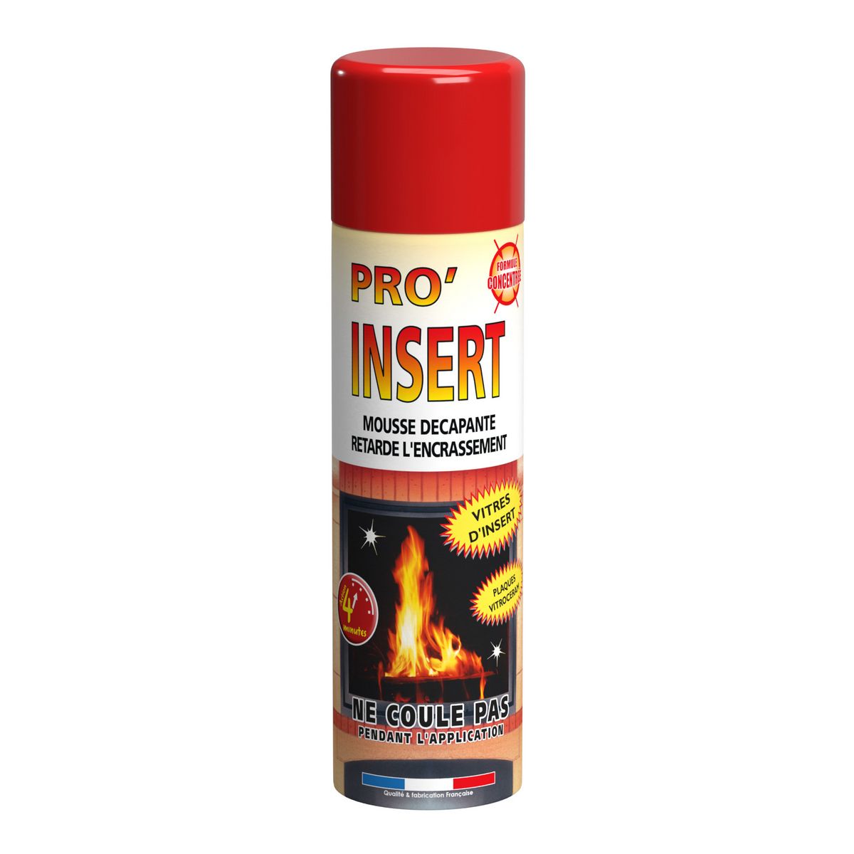 PRO'INSERT Mousse décapante vitre d'insert plaques vitrocéramiques 500ml