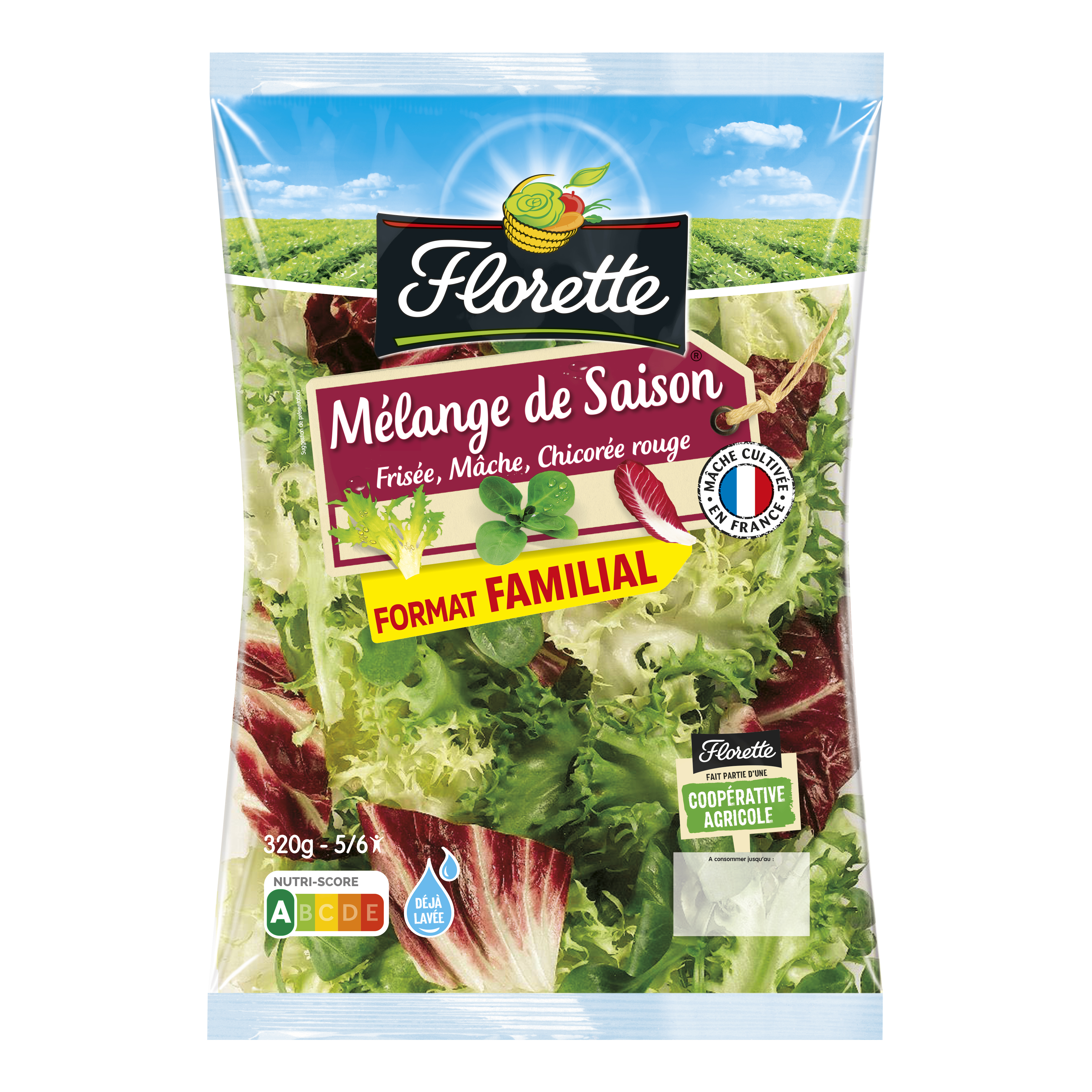 Voir la diapositive 2 : FLORETTE Salades mélange de saison 5-6 parts 320g