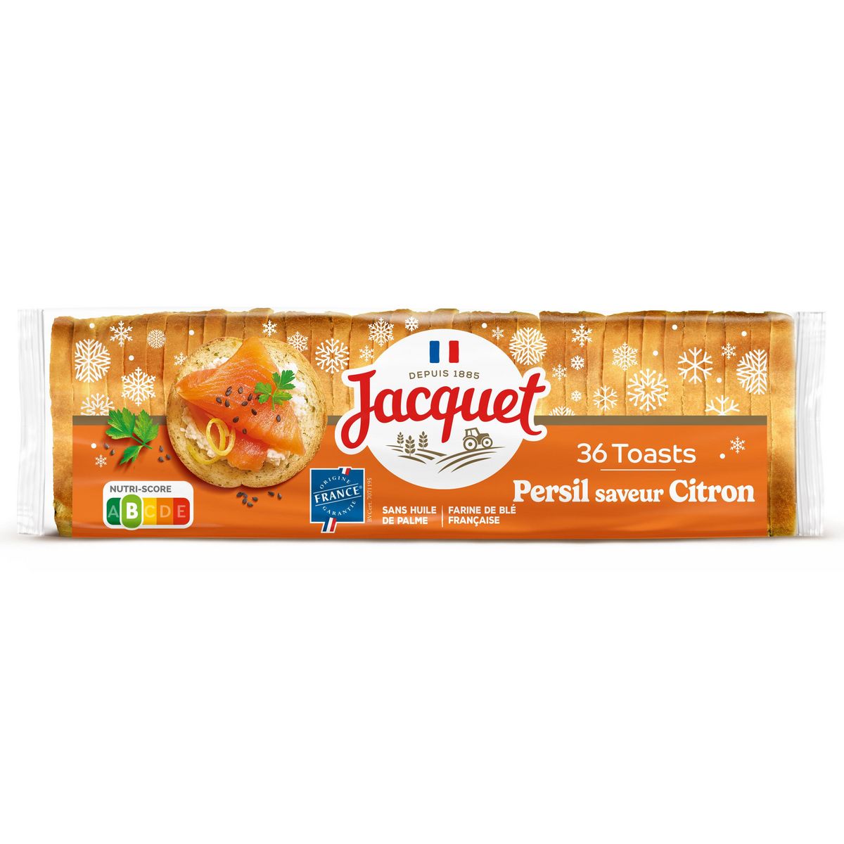 JACQUET Toasts persil goût citron spécial saumon 36 tranches 250g