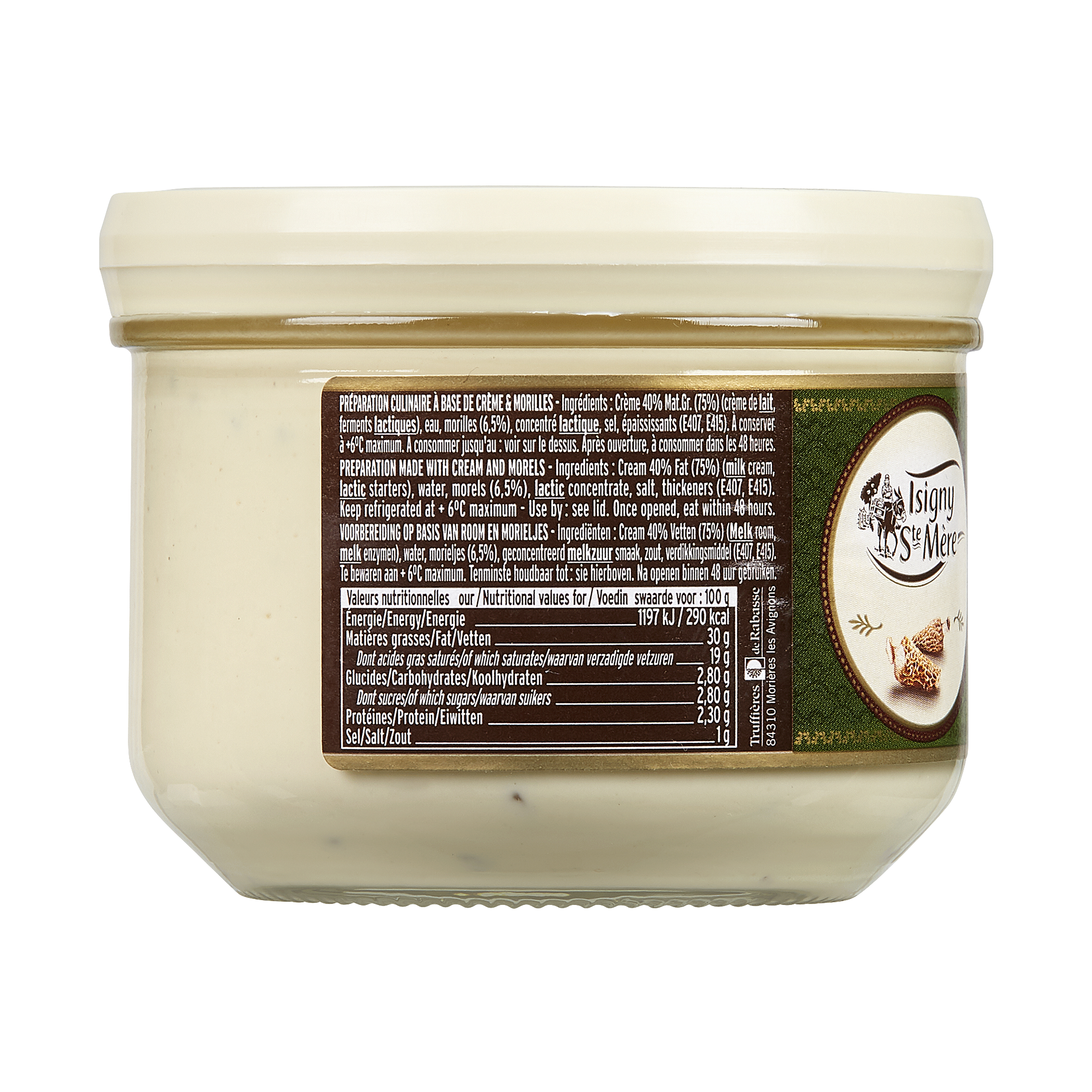 Voir la diapositive 2 : ISIGNY STE MERE Préparation culinaire à base de crème et de morilles 1 pièce 20cl