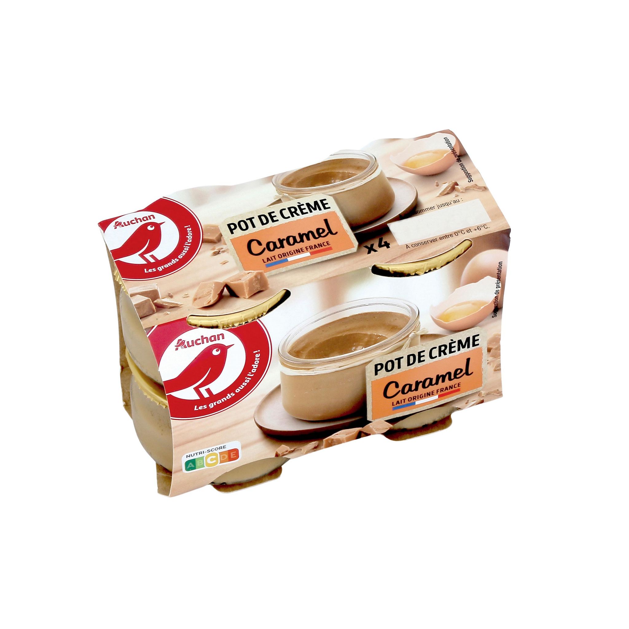 Voir la diapositive 2 : AUCHAN Petit pot de crème au caramel 4x100g