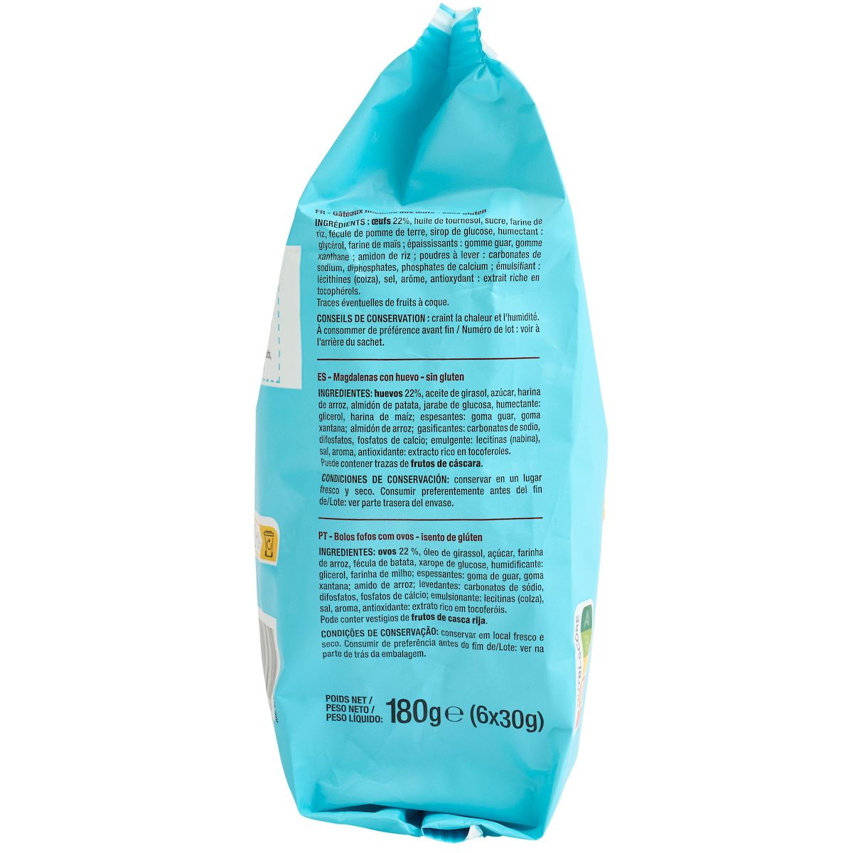 AUCHAN Coquilles moelleuses sans gluten sachets fraîcheur 6 coquilles 180g