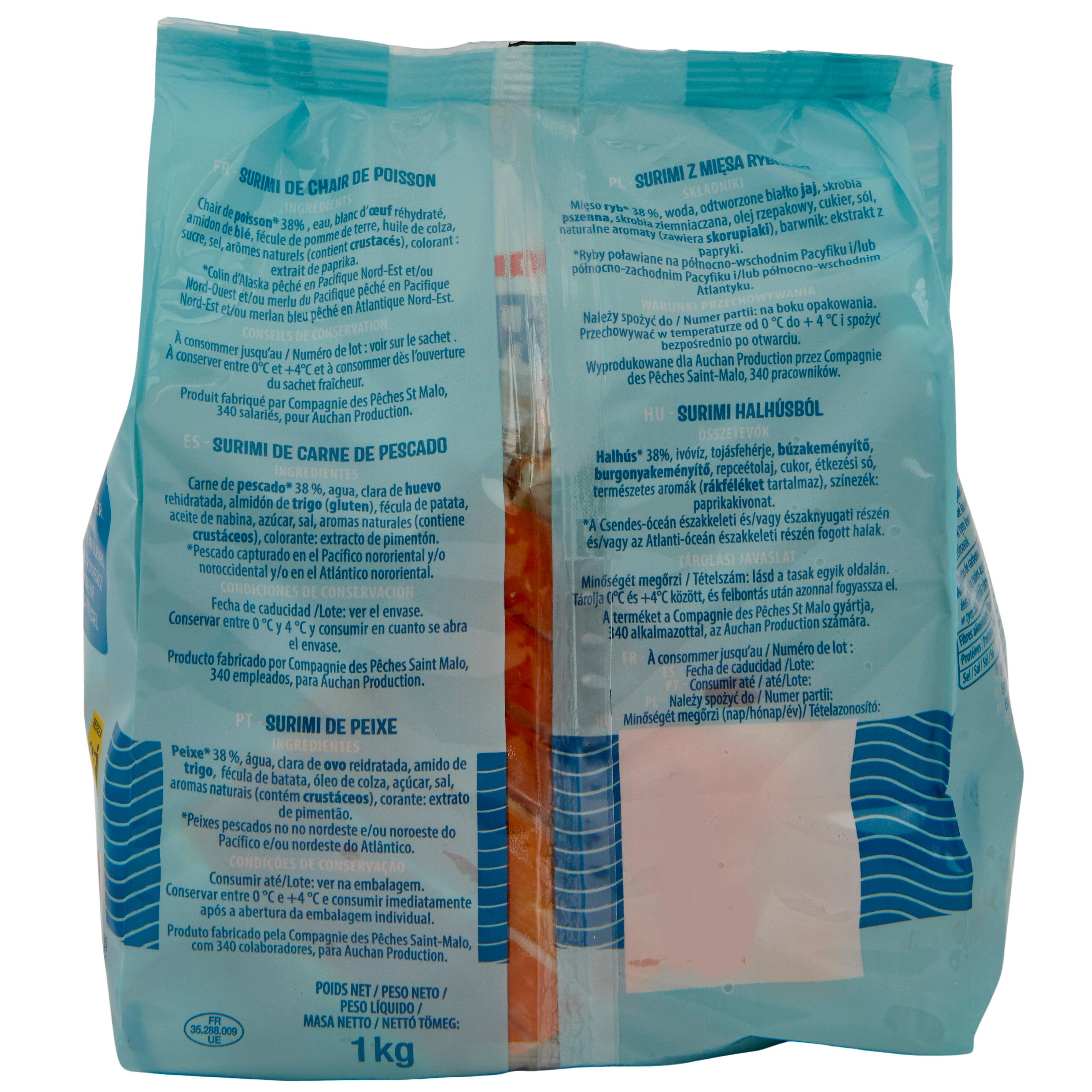 Voir la diapositive 3 : AUCHAN Bâtonnets de surimi 60 pièces 1kg