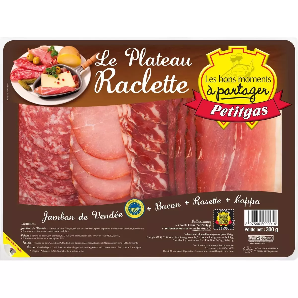 PETITGAS Le Plateau raclette charcuterie IGP 300g