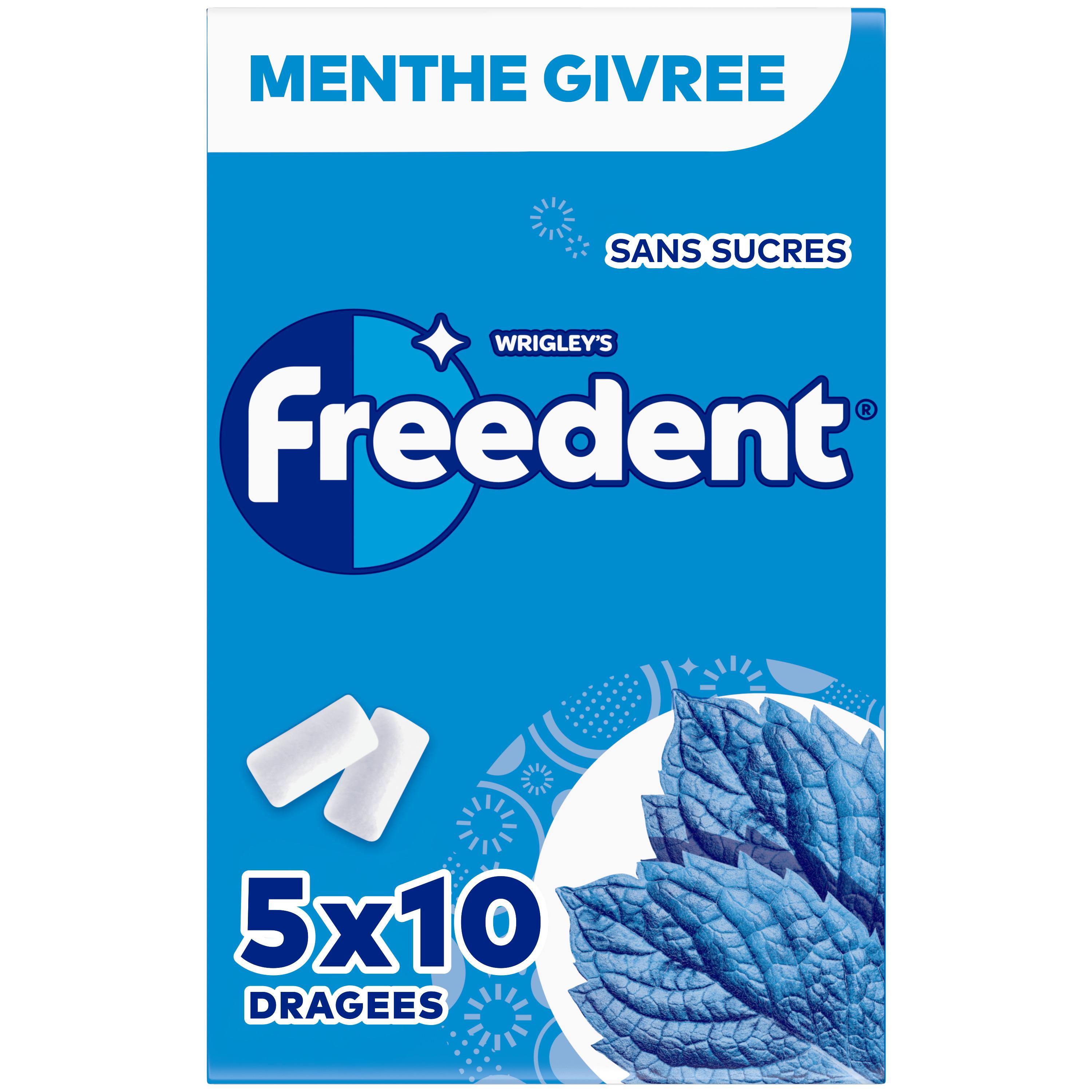 Voir la diapositive 2 : FREEDENT Chewing-gums sans sucres menthe givrée 5x10 dragées 70g
