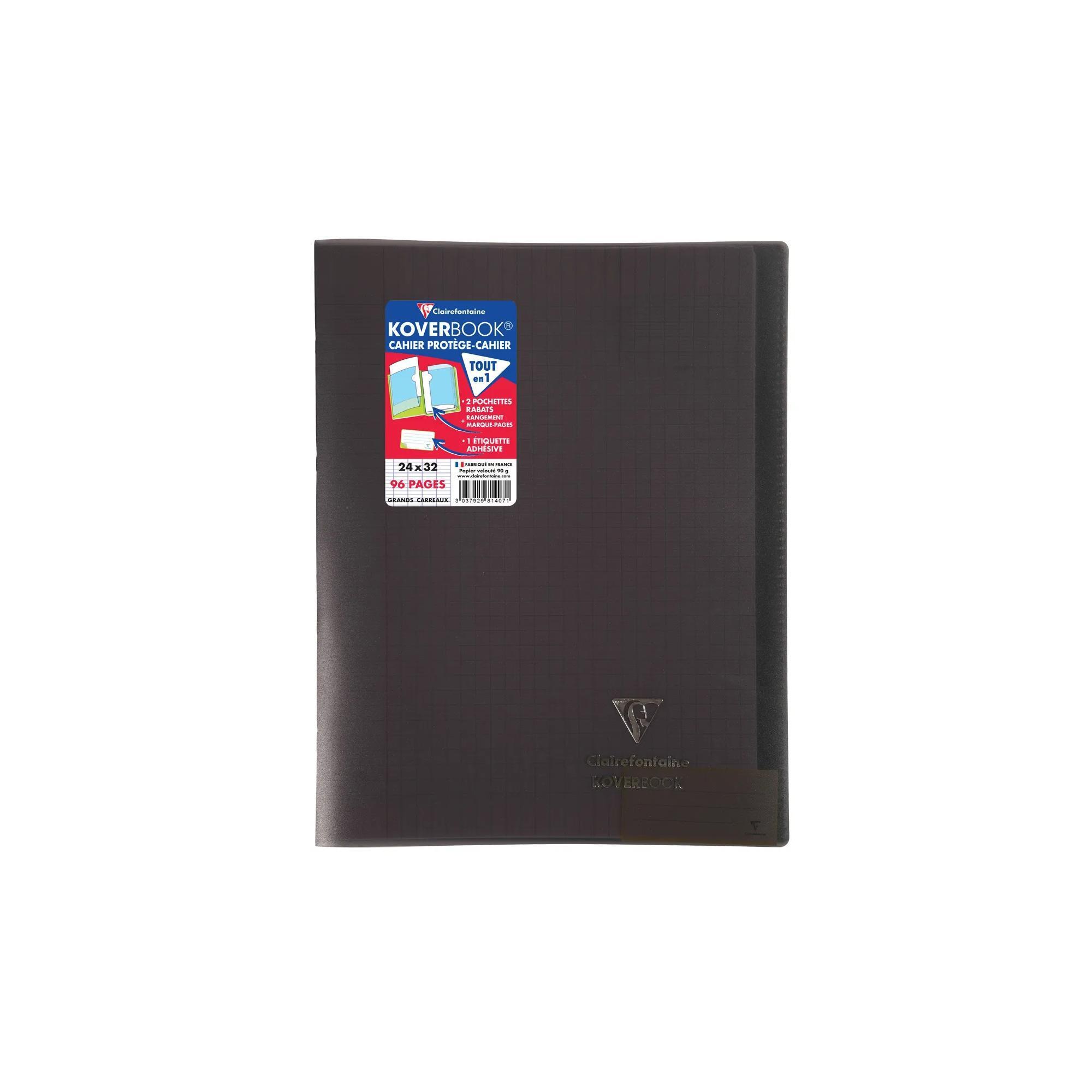 CLAIREFONTAINE Cahier Piqué Noir – Format 24x32 cm, Couverture Polypropylène, 96 Pages