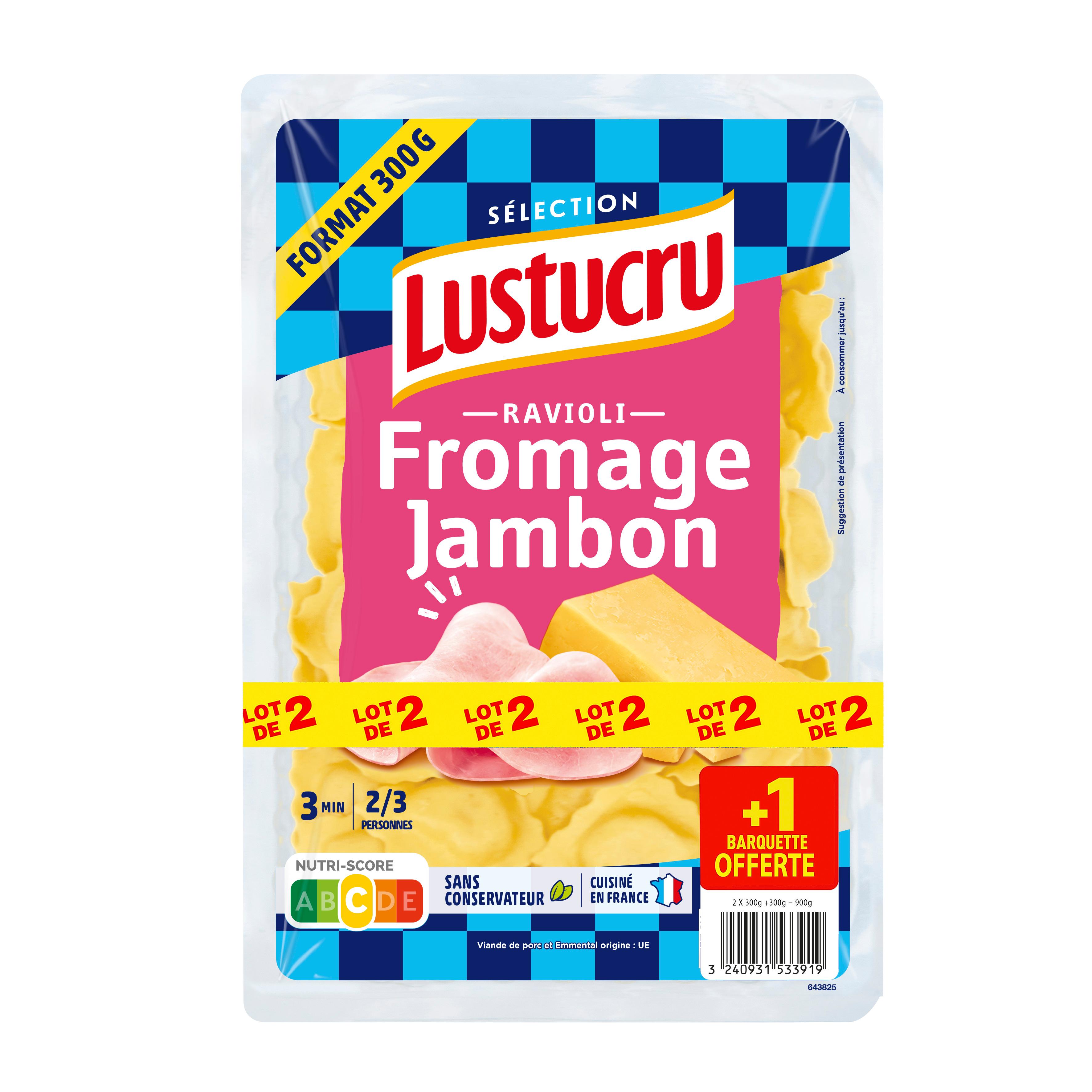 LUSTUCRU Ravioli jambon emmental 2+1