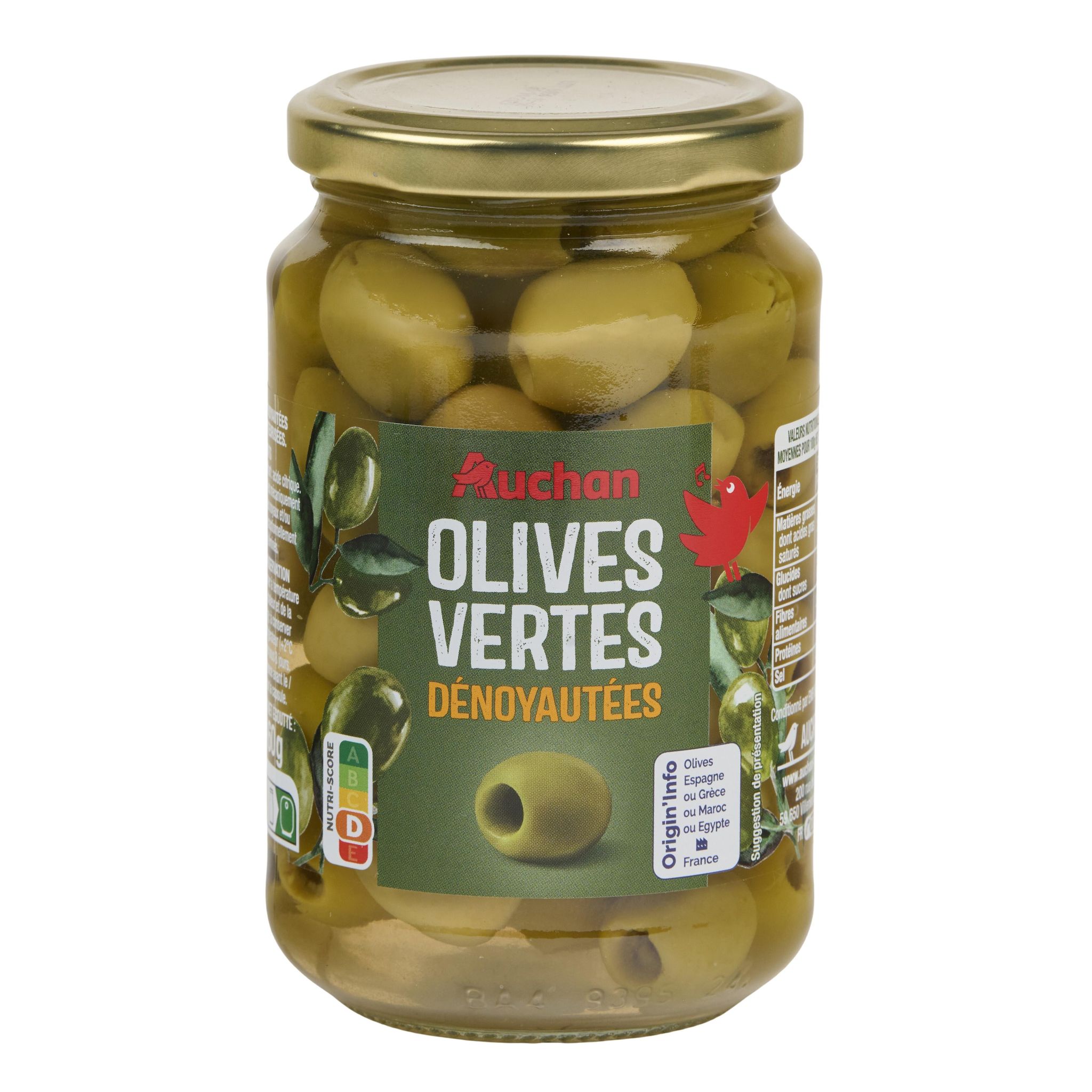 Voir la diapositive 3 : AUCHAN Olives vertes dénoyautées 160g