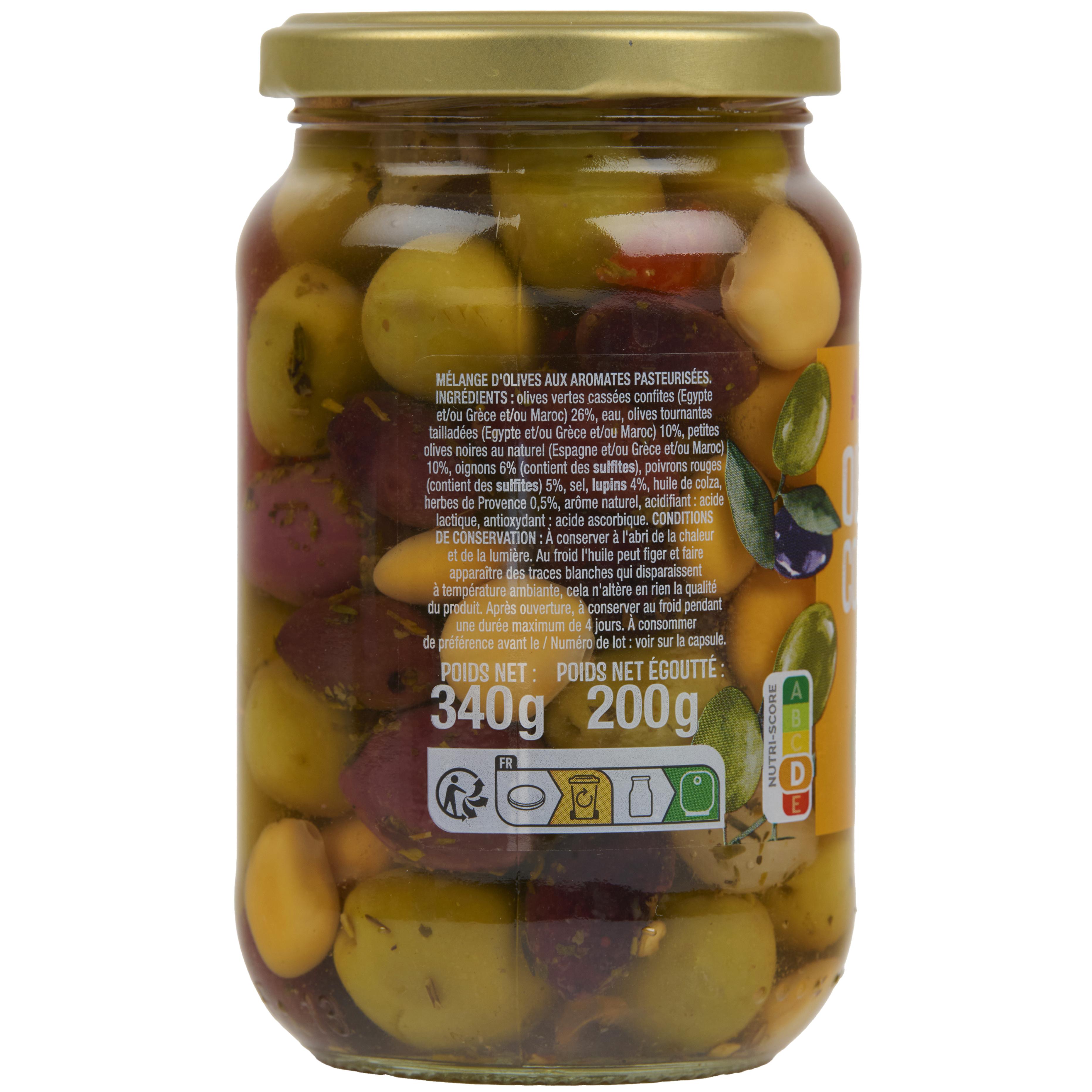 Voir la diapositive 2 : AUCHAN Olives cocktail 200g