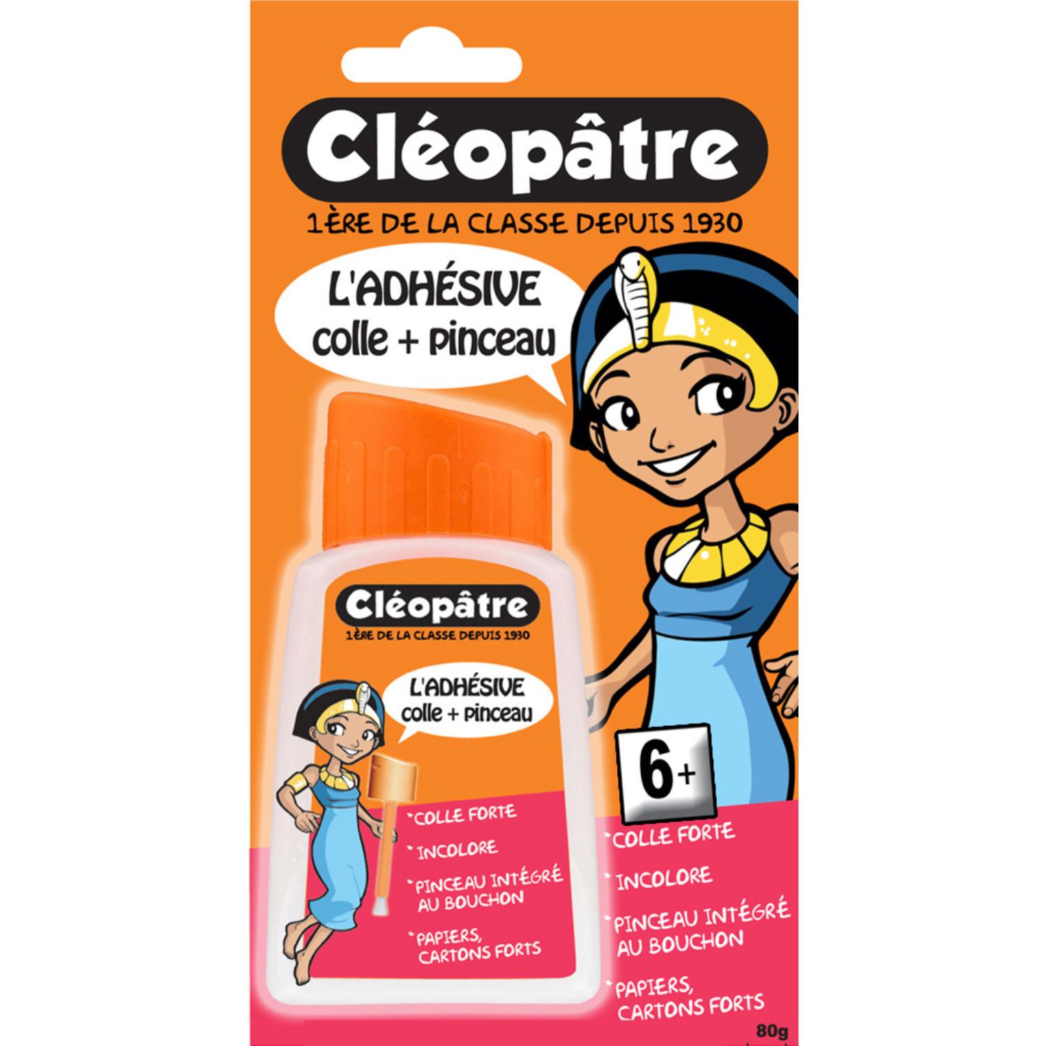 CLEOPATRE Flacon de colle avec pinceau pour papier et carton 80ml